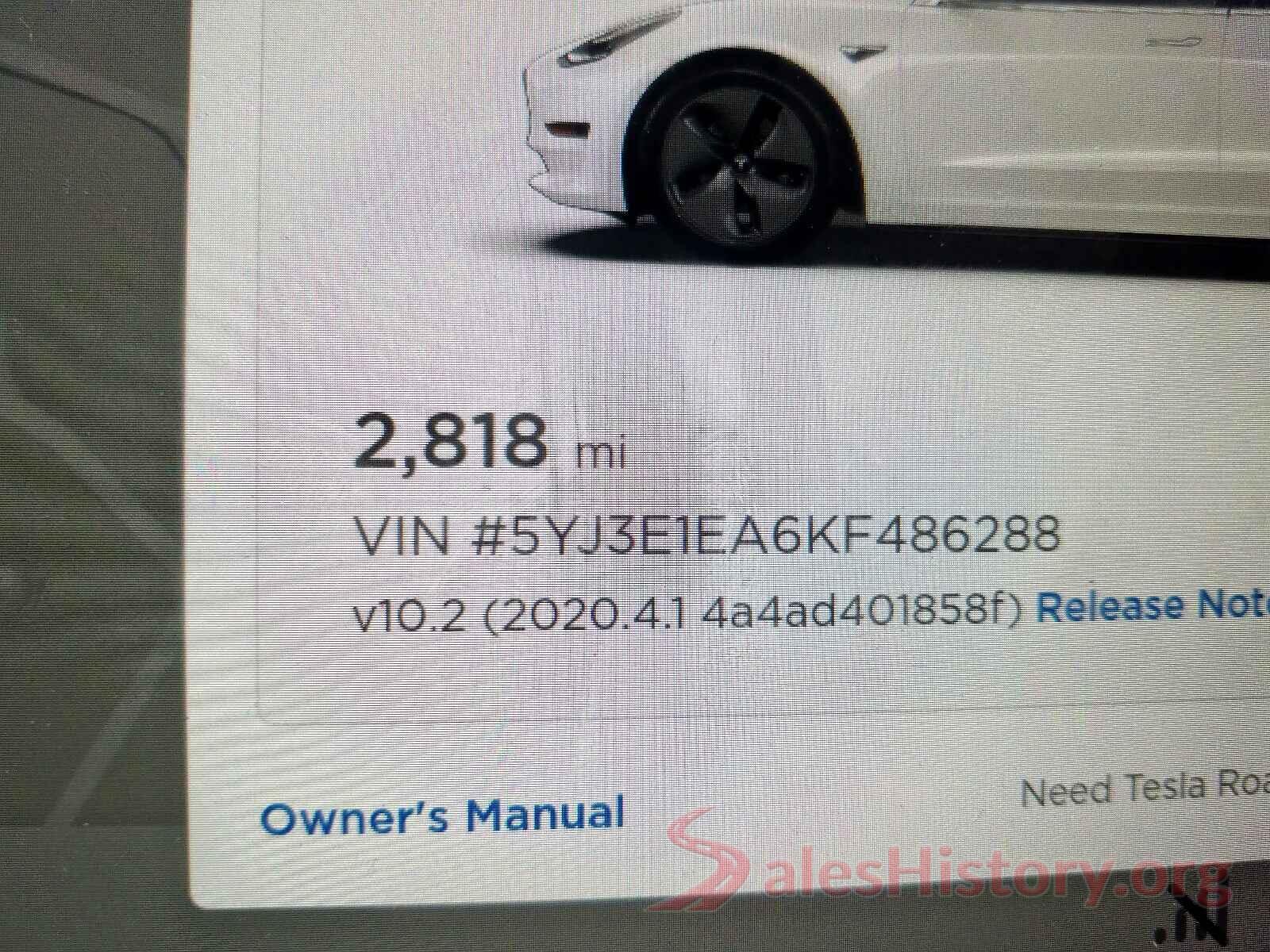 5YJ3E1EA6KF486288 2019 TESLA MODEL 3