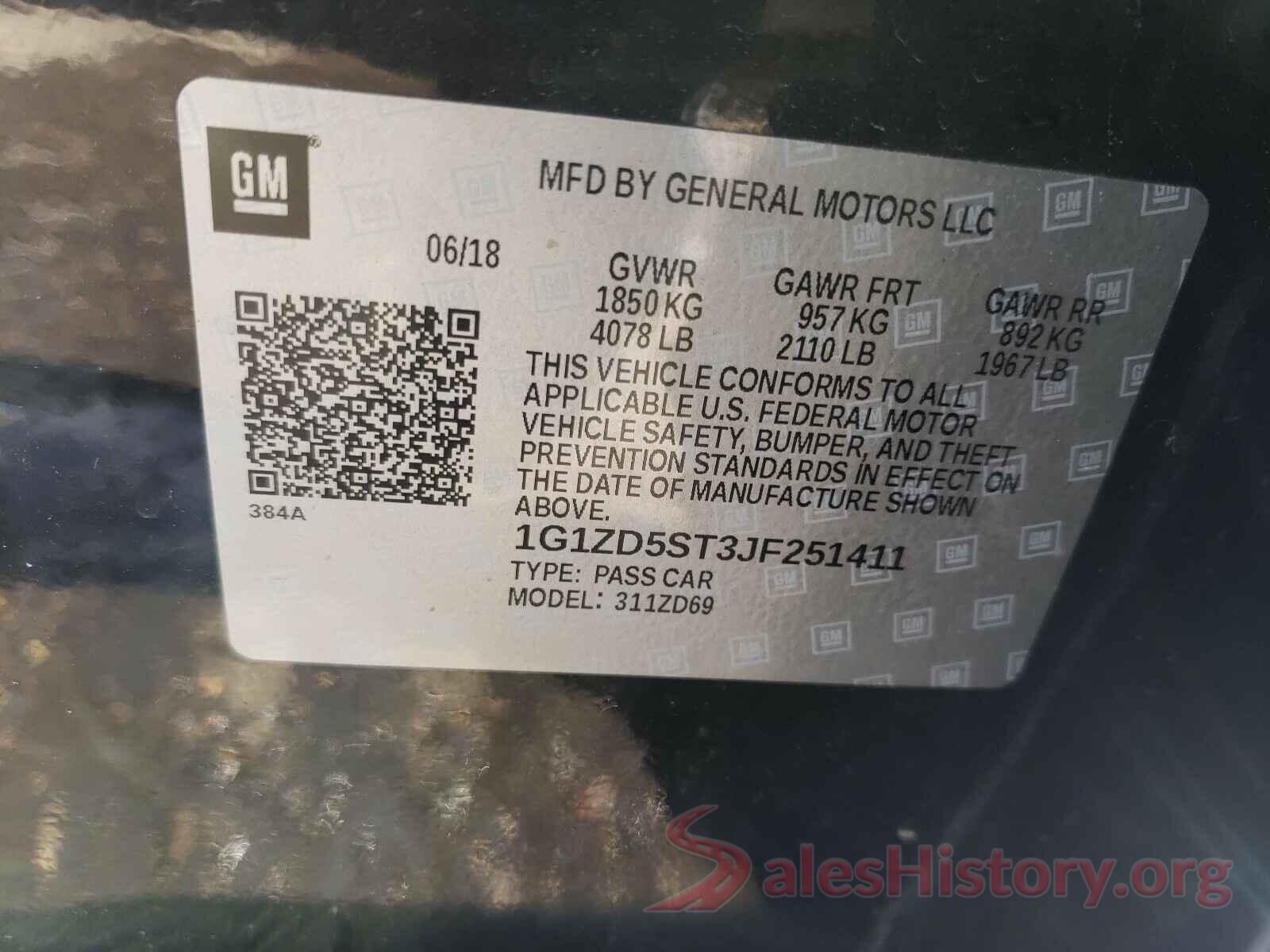 1G1ZD5ST3JF251411 2018 CHEVROLET MALIBU