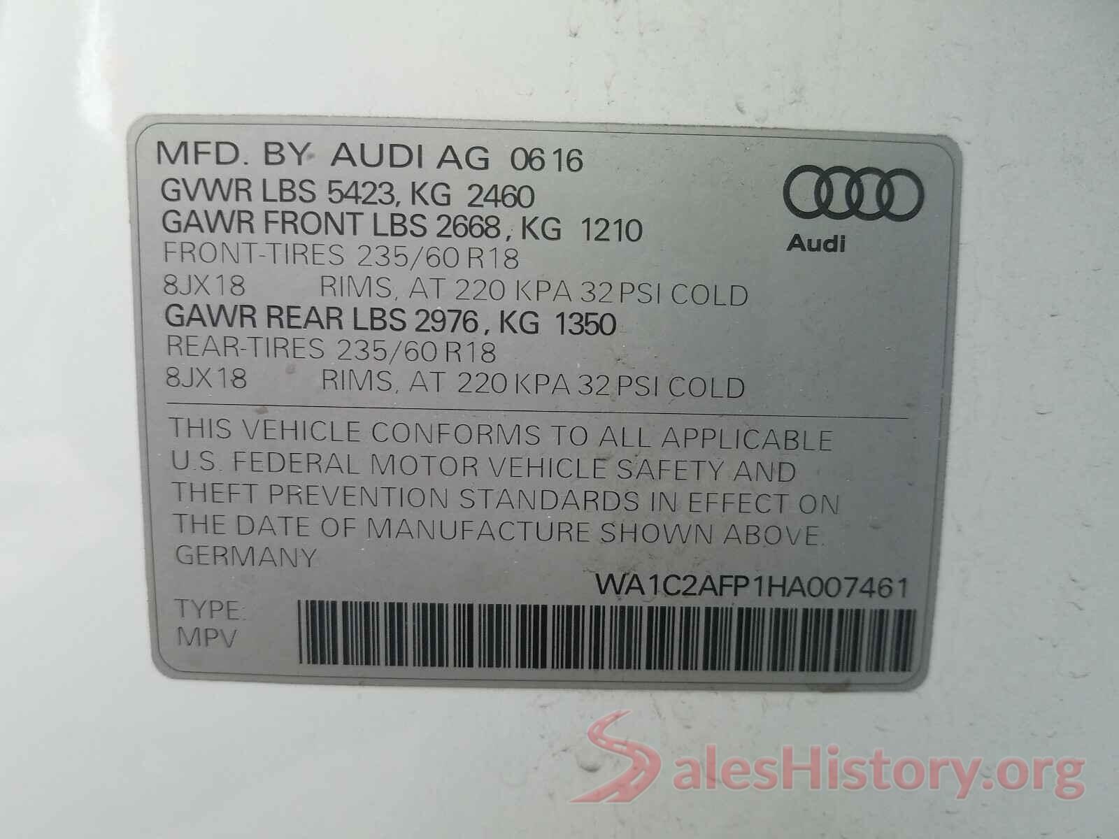 WA1C2AFP1HA007461 2017 AUDI Q5