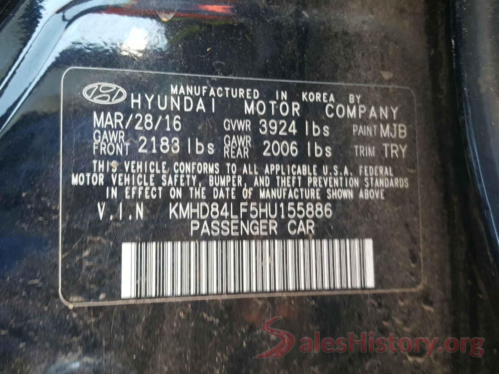 KMHD84LF5HU155886 2017 HYUNDAI ELANTRA