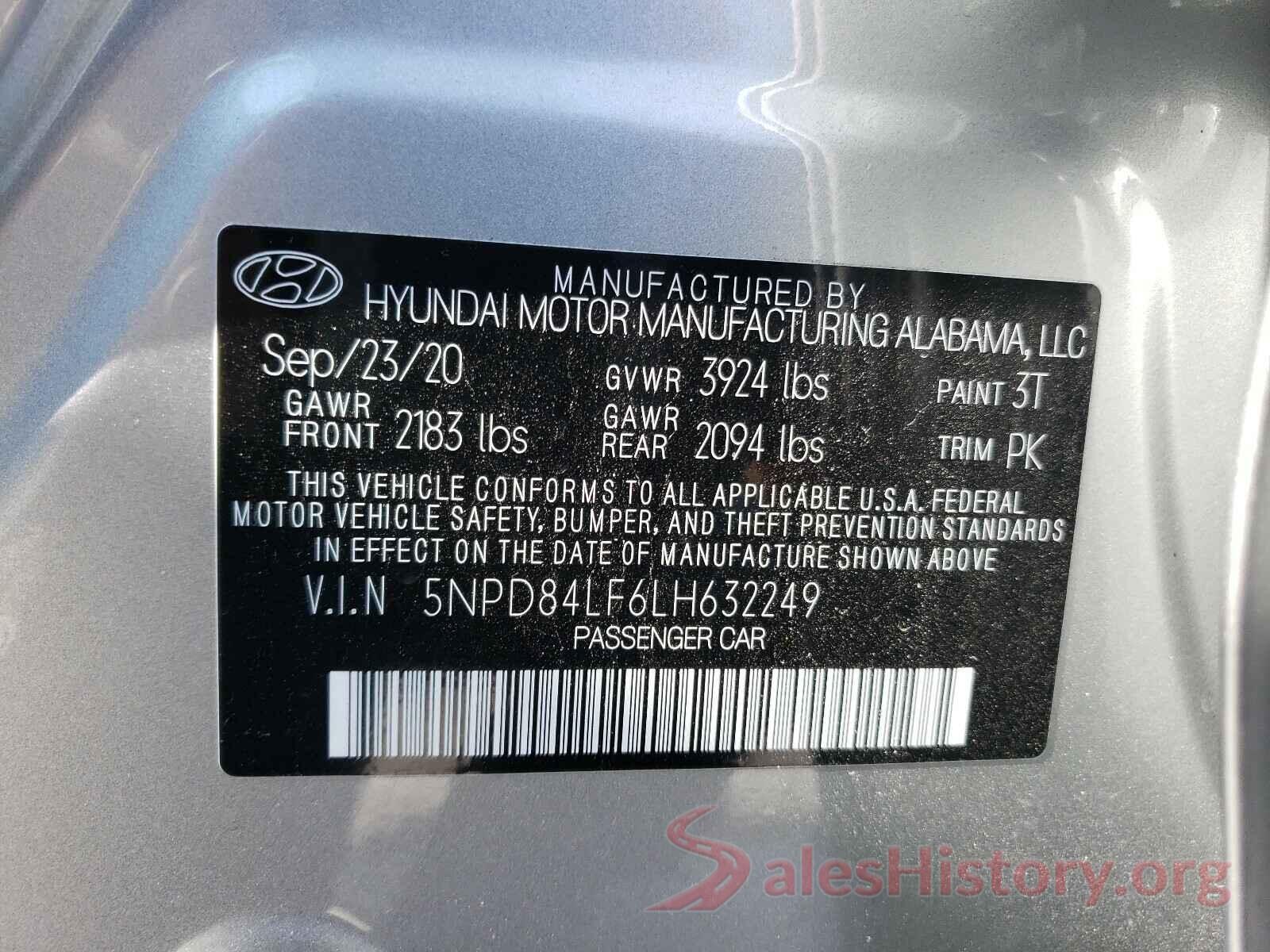 5NPD84LF6LH632249 2020 HYUNDAI ELANTRA