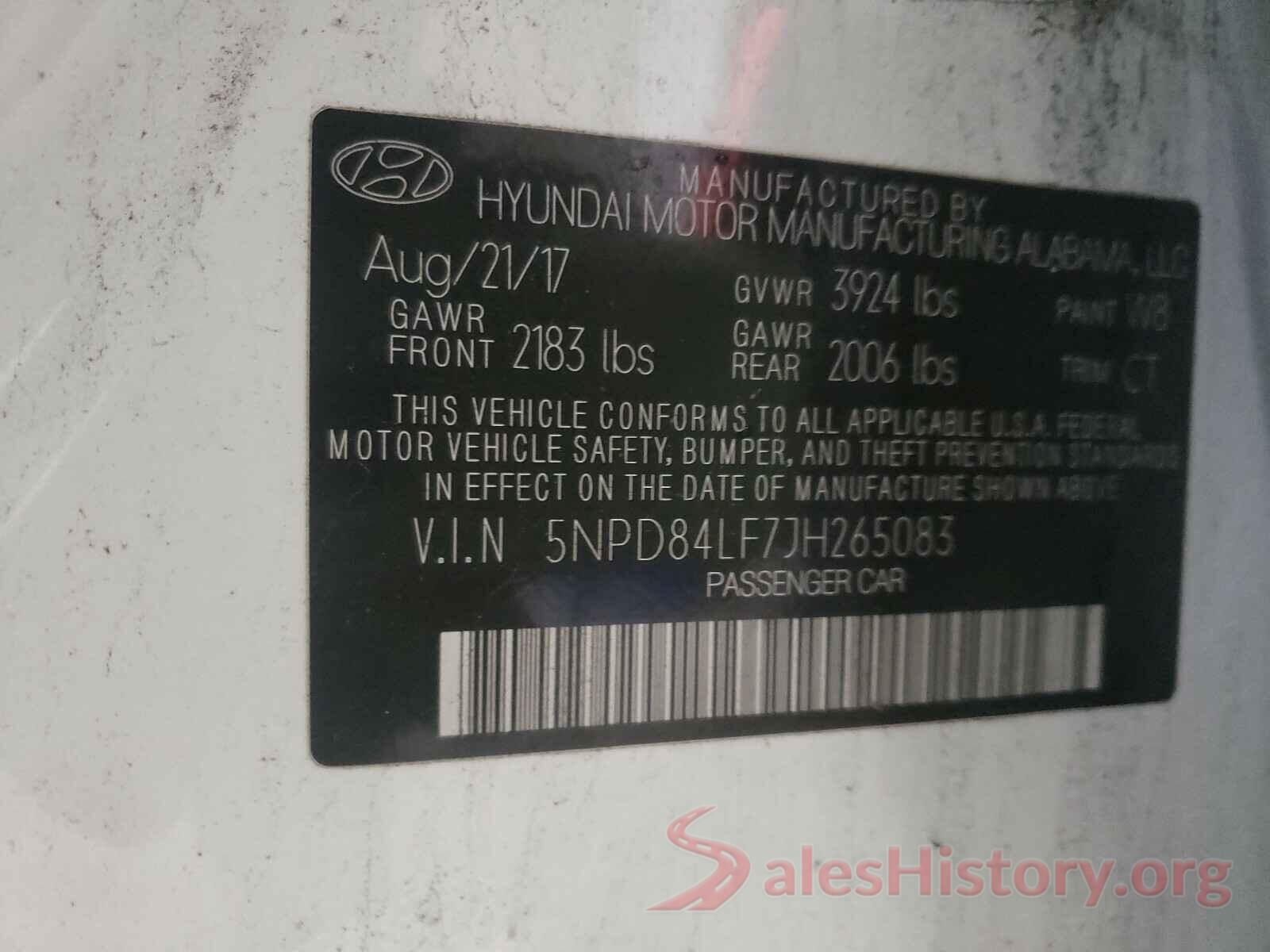 5NPD84LF7JH265083 2018 HYUNDAI ELANTRA