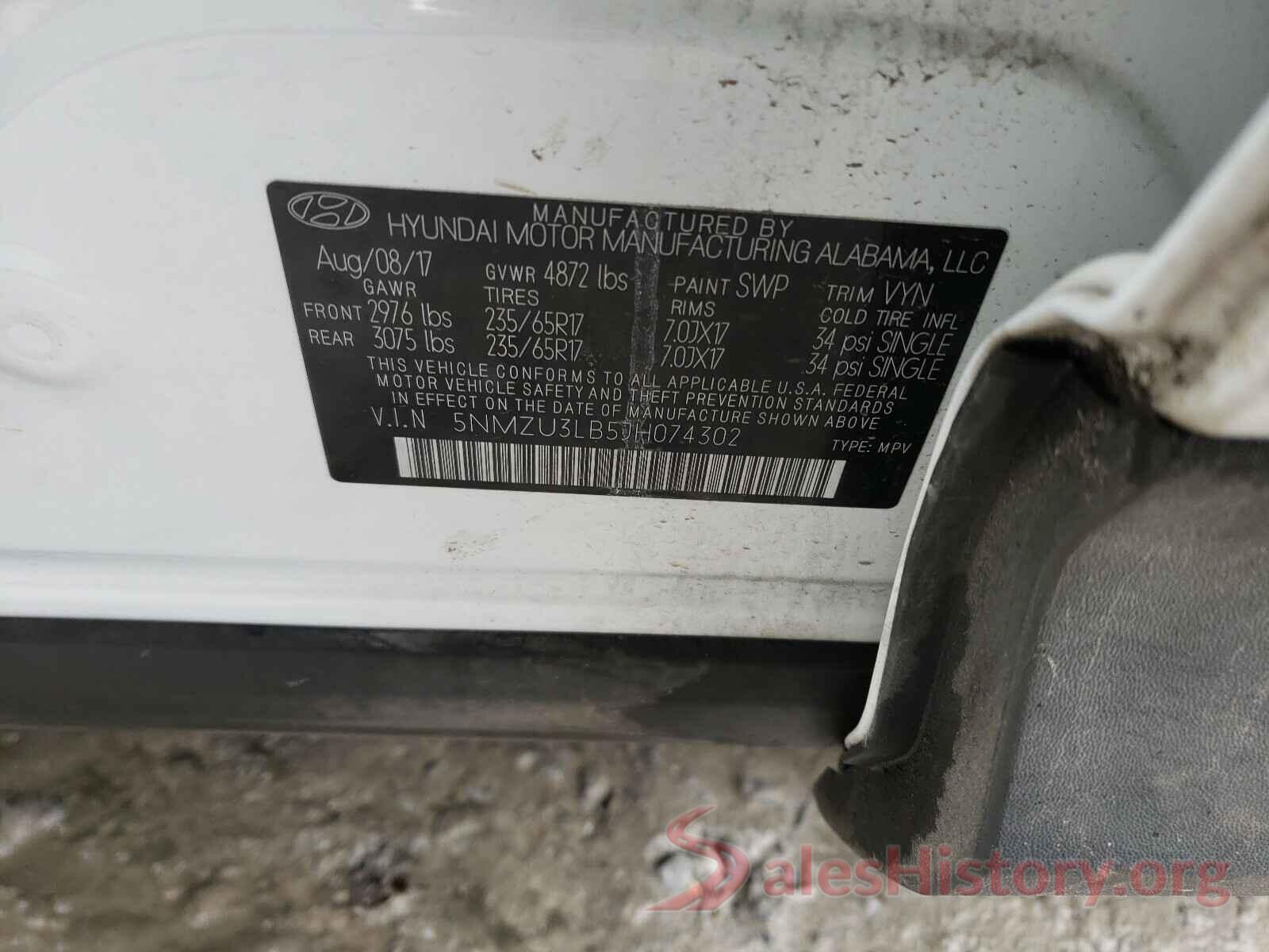 5NMZU3LB5JH074302 2018 HYUNDAI SANTA FE