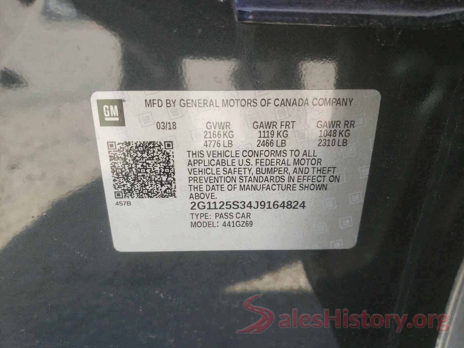 2G1125S34J9164824 2018 CHEVROLET IMPALA