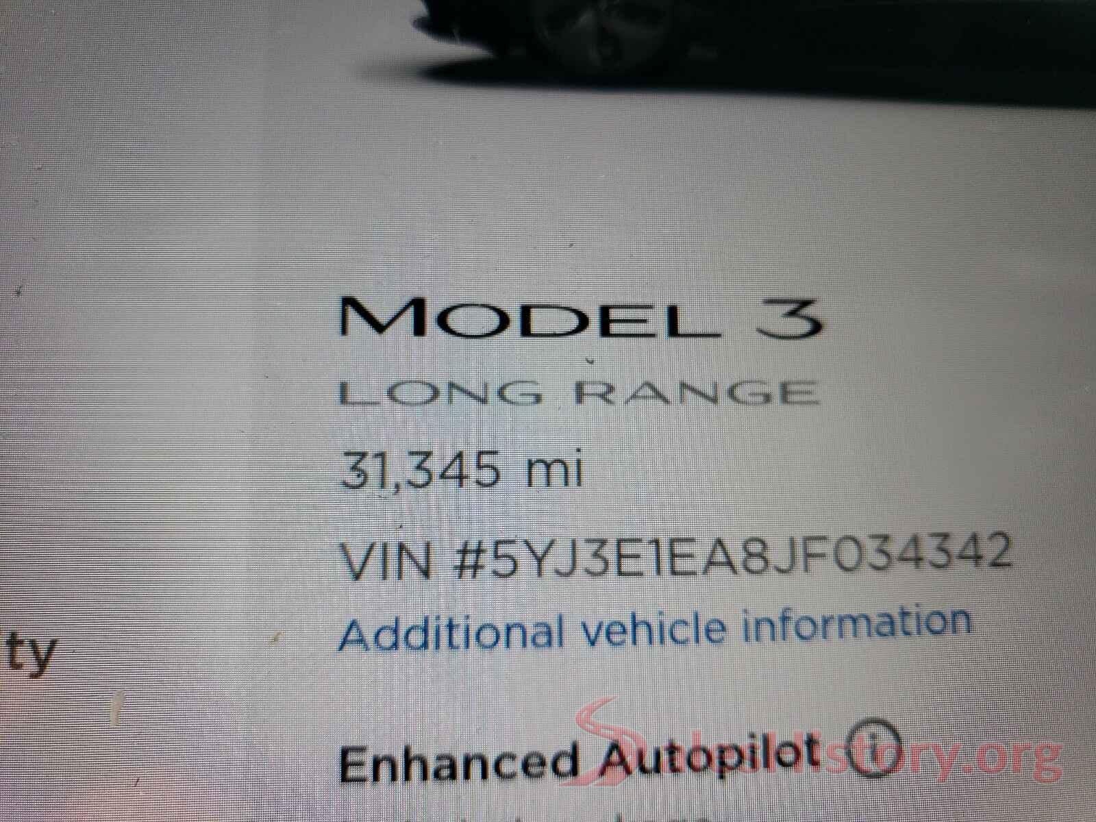 5YJ3E1EA8JF034342 2018 TESLA MODEL 3