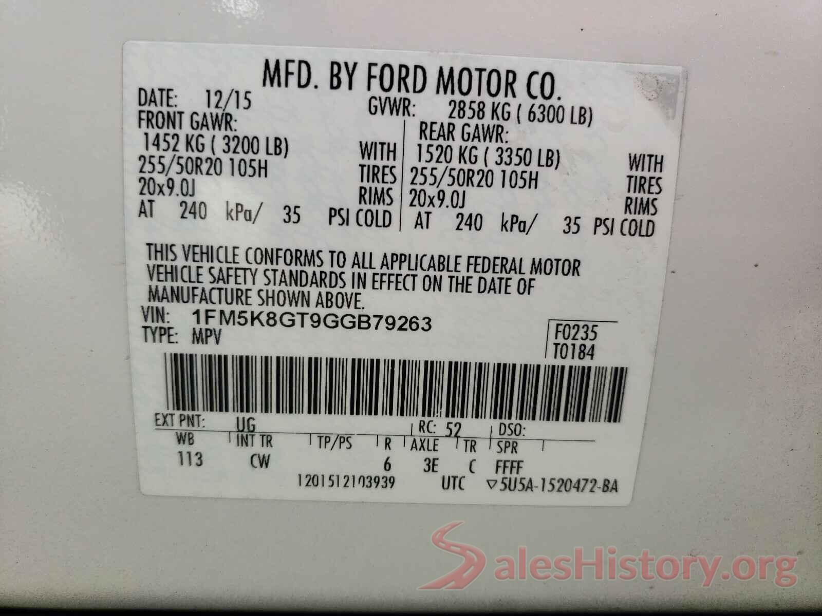 1FM5K8GT9GGB79263 2016 FORD EXPLORER