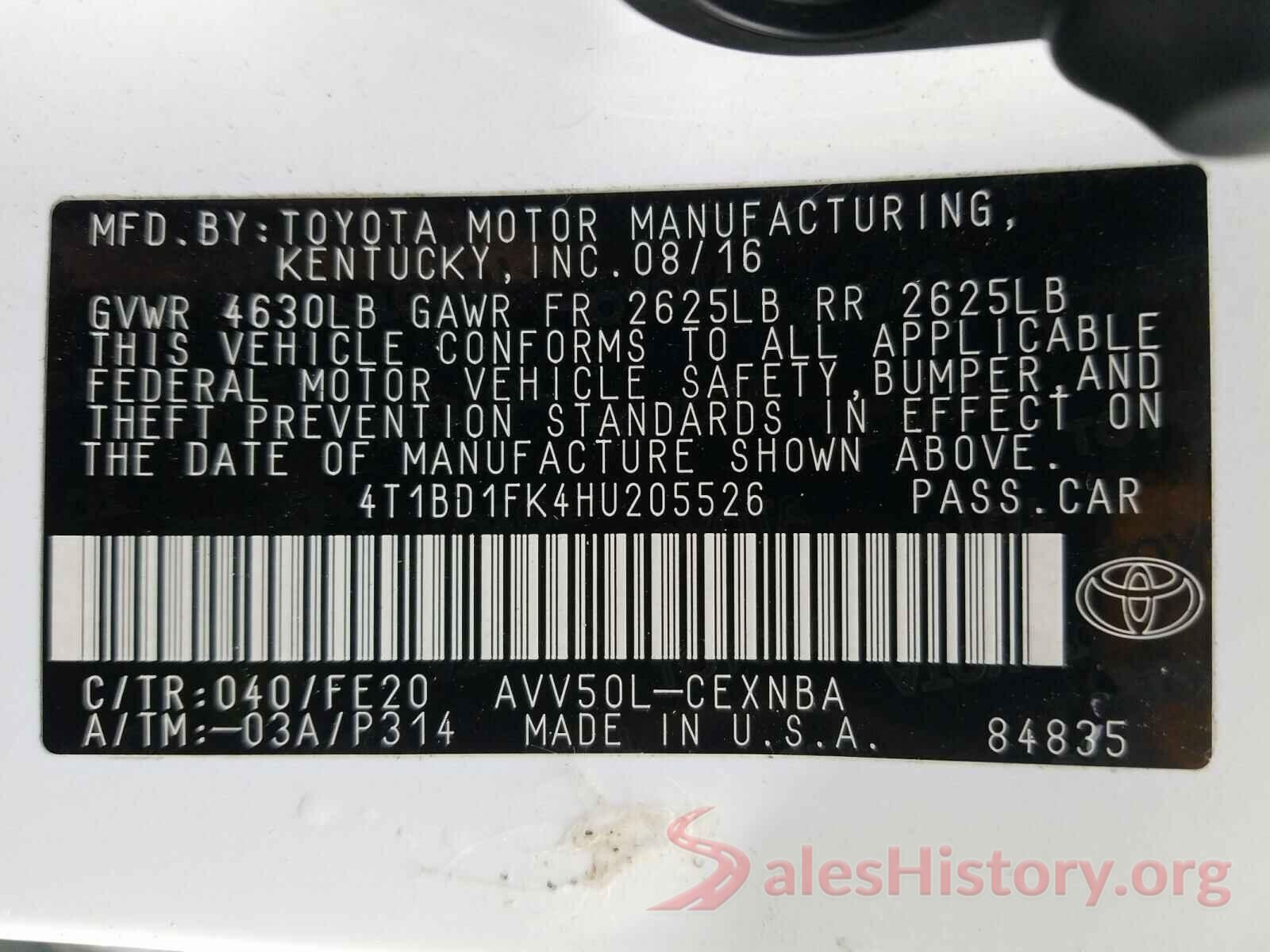 4T1BD1FK4HU205526 2017 TOYOTA CAMRY