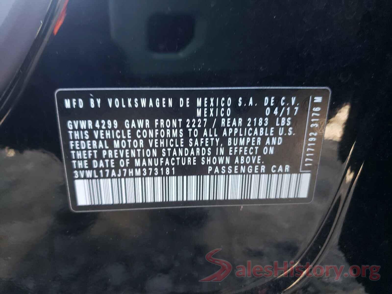 3VWL17AJ7HM373181 2017 VOLKSWAGEN JETTA