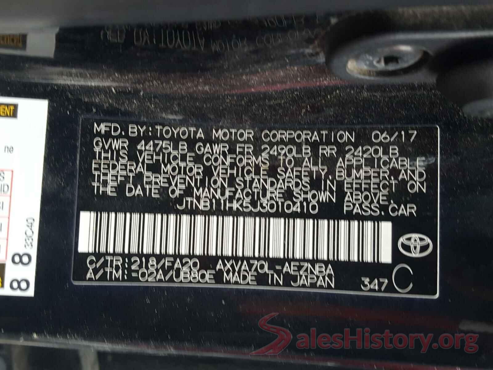 JTNB11HK5J3010410 2018 TOYOTA CAMRY