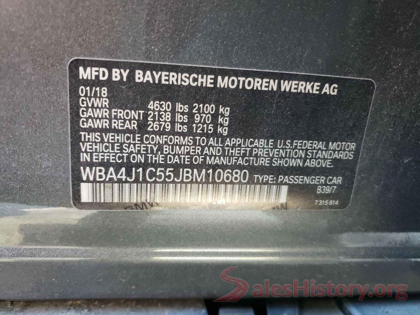 WBA4J1C55JBM10680 2018 BMW 4 SERIES