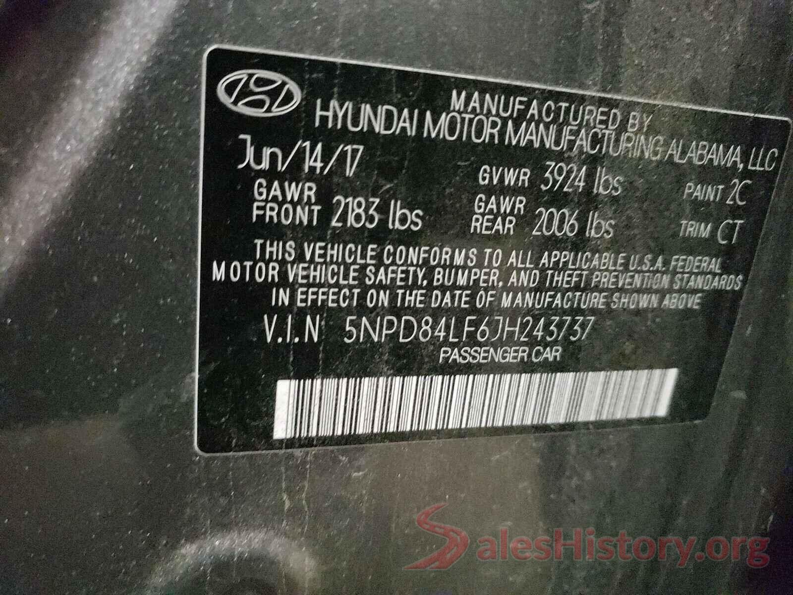 5NPD84LF6JH243737 2018 HYUNDAI ELANTRA