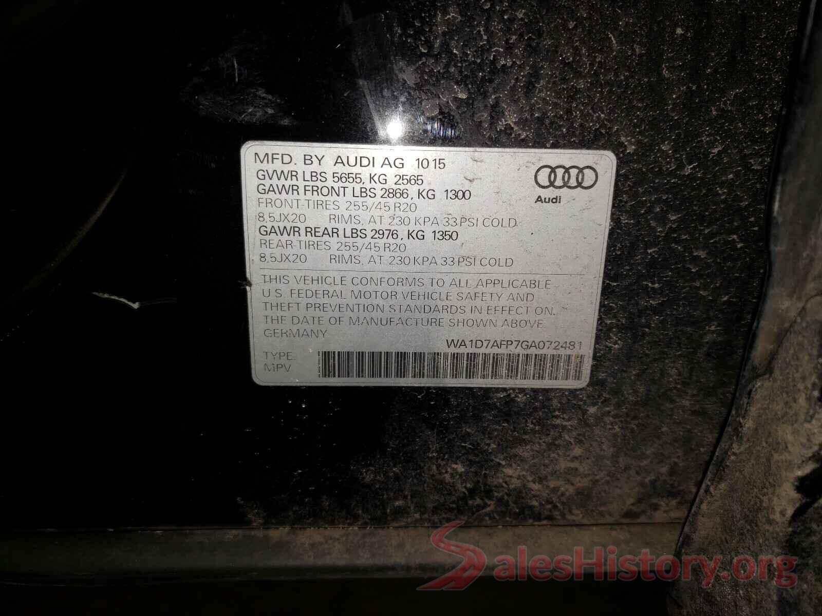 WA1D7AFP7GA072481 2016 AUDI Q5