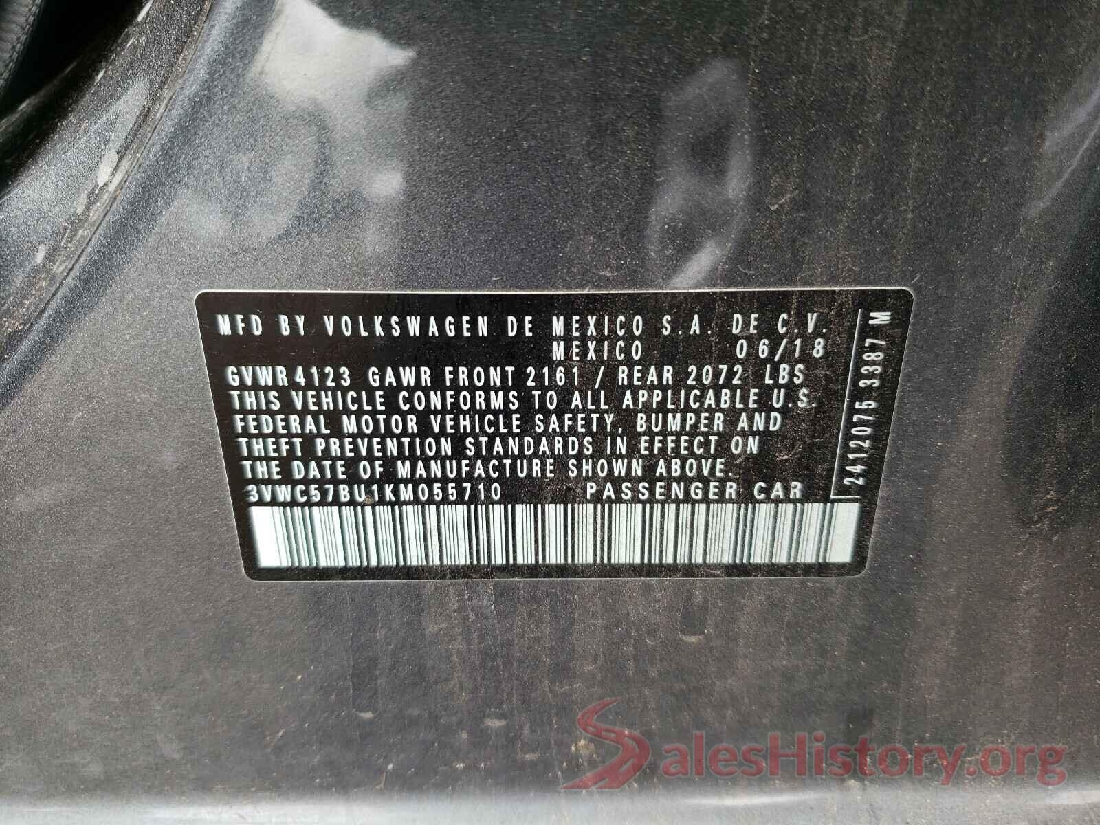 3VWC57BU1KM055710 2019 VOLKSWAGEN JETTA