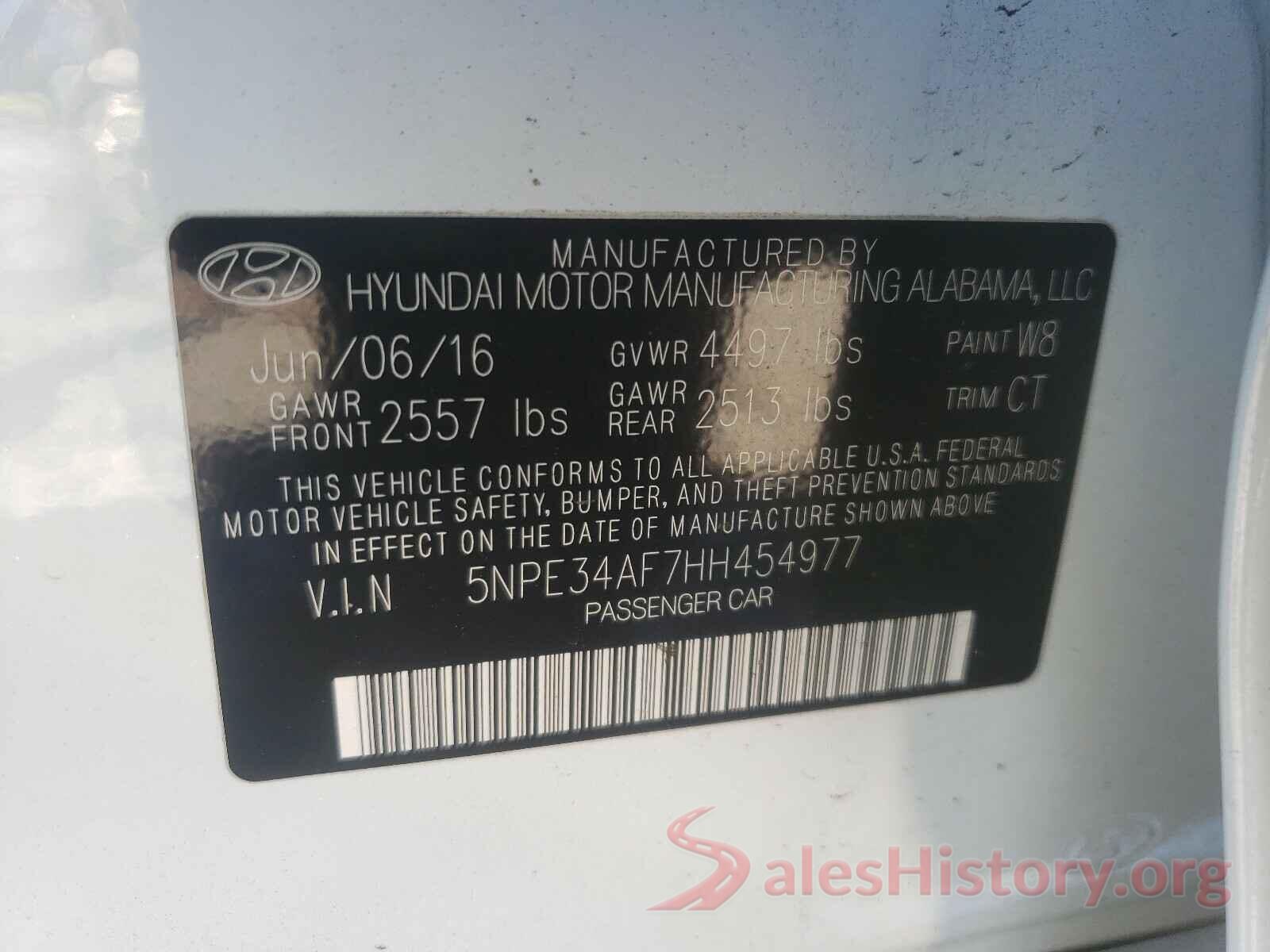 5NPE34AF7HH454977 2017 HYUNDAI SONATA