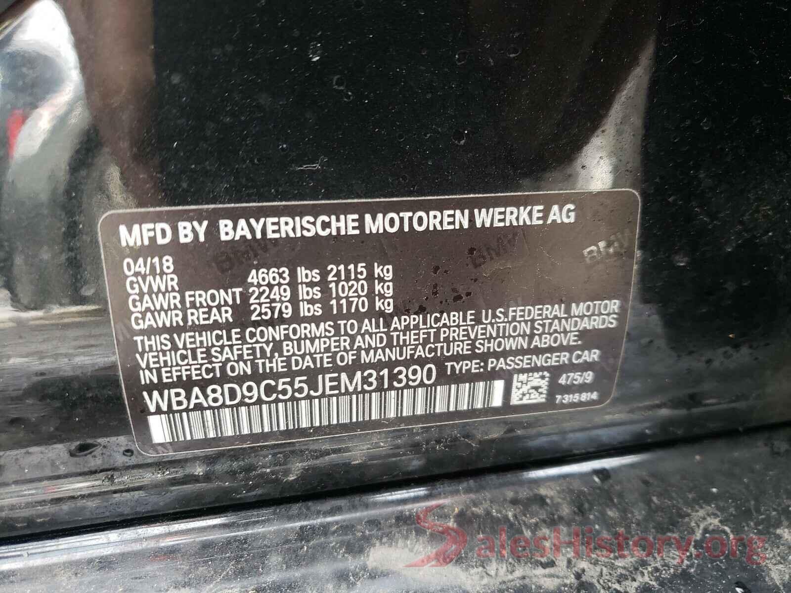 WBA8D9C55JEM31390 2018 BMW 3 SERIES