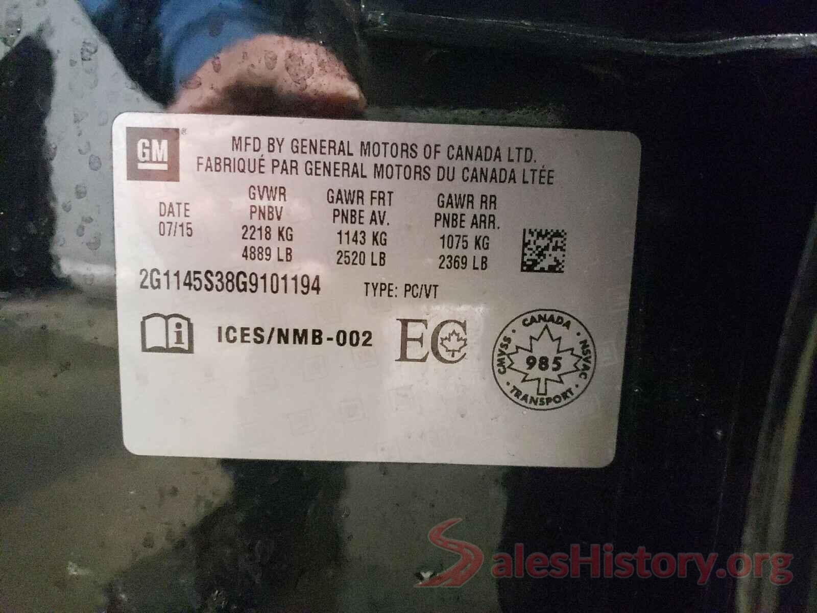 2G1145S38G9101194 2016 CHEVROLET IMPALA