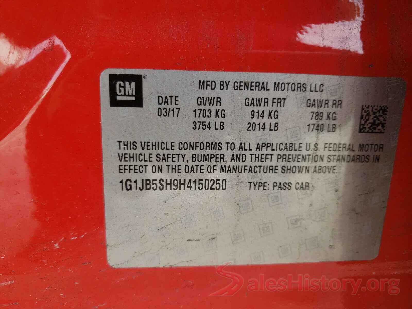 1G1JB5SH9H4150250 2017 CHEVROLET SONIC