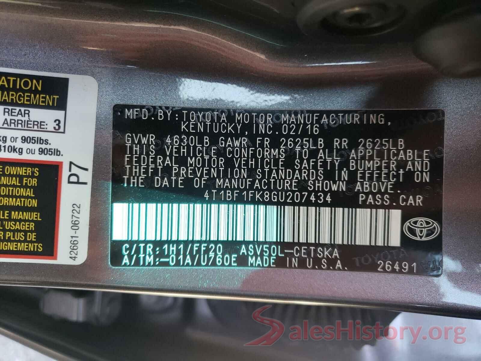 4T1BF1FK8GU207434 2016 TOYOTA CAMRY