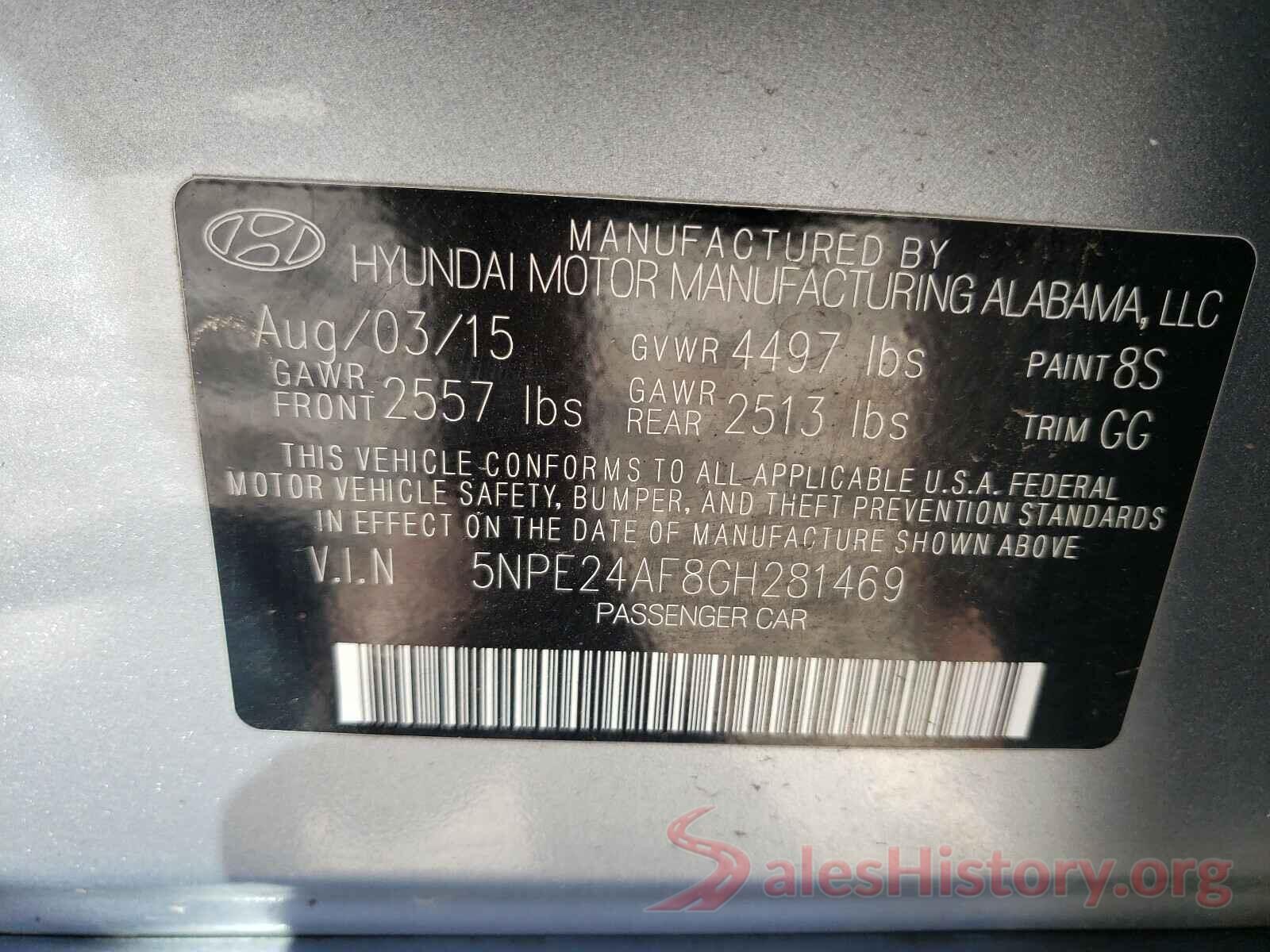 5NPE24AF8GH281469 2016 HYUNDAI SONATA