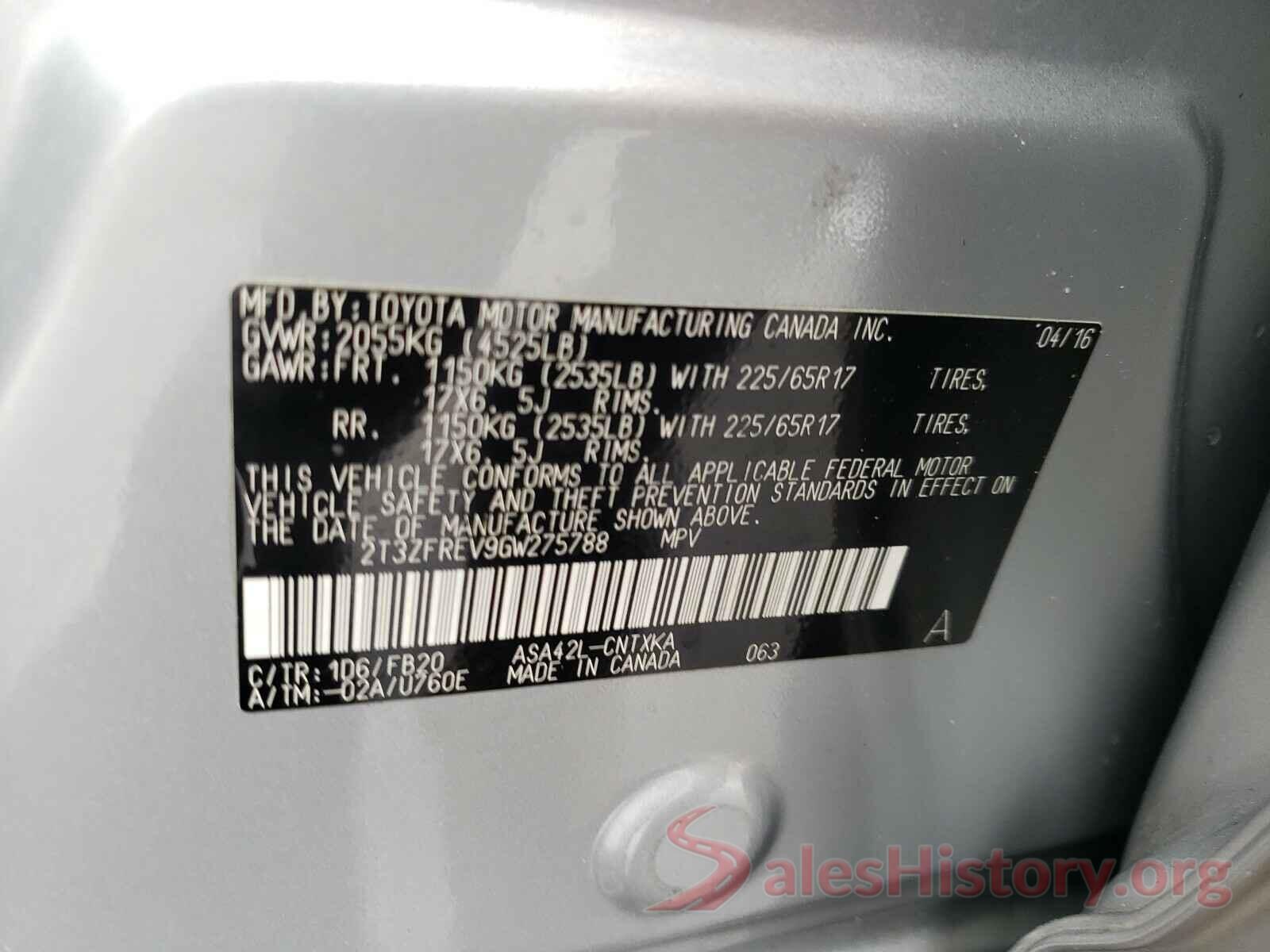 2T3ZFREV9GW275788 2016 TOYOTA RAV4