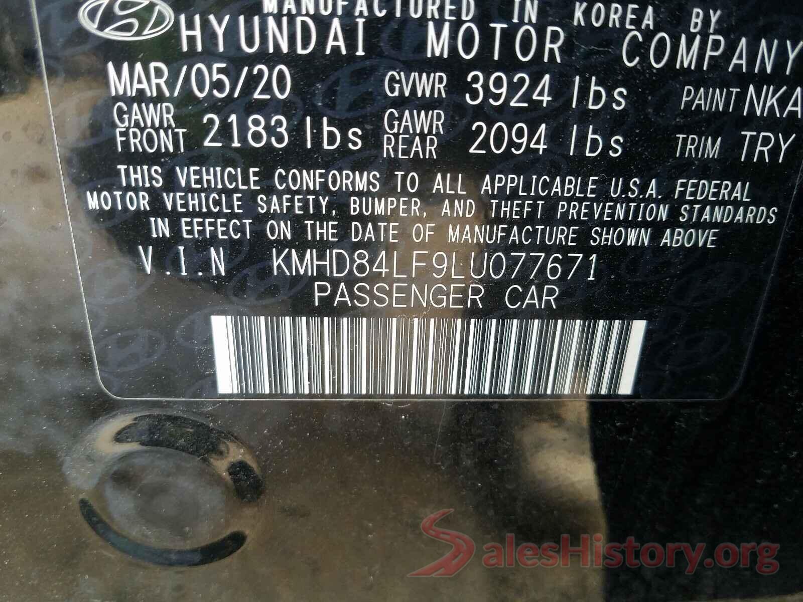 KMHD84LF9LU077671 2020 HYUNDAI ELANTRA