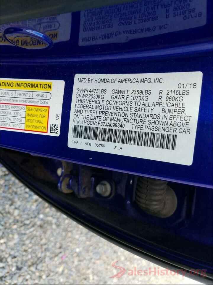 1HGCV1F37JA099340 2018 HONDA ACCORD