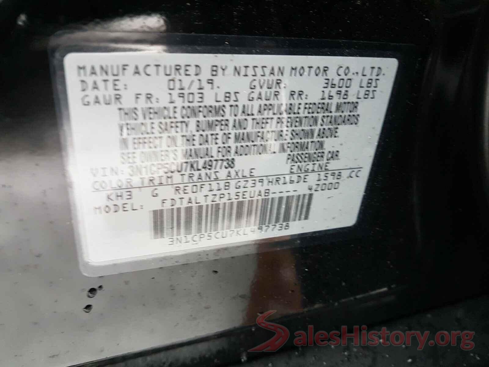 3N1CP5CU7KL497738 2019 NISSAN KICKS