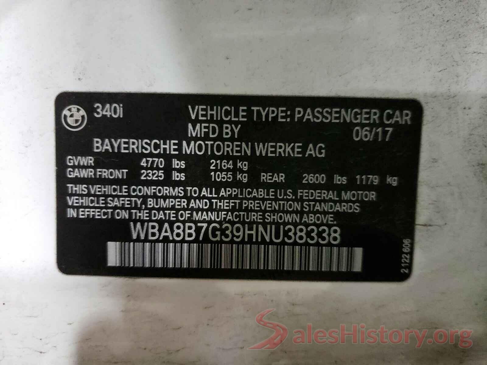 WBA8B7G39HNU38338 2017 BMW 3 SERIES