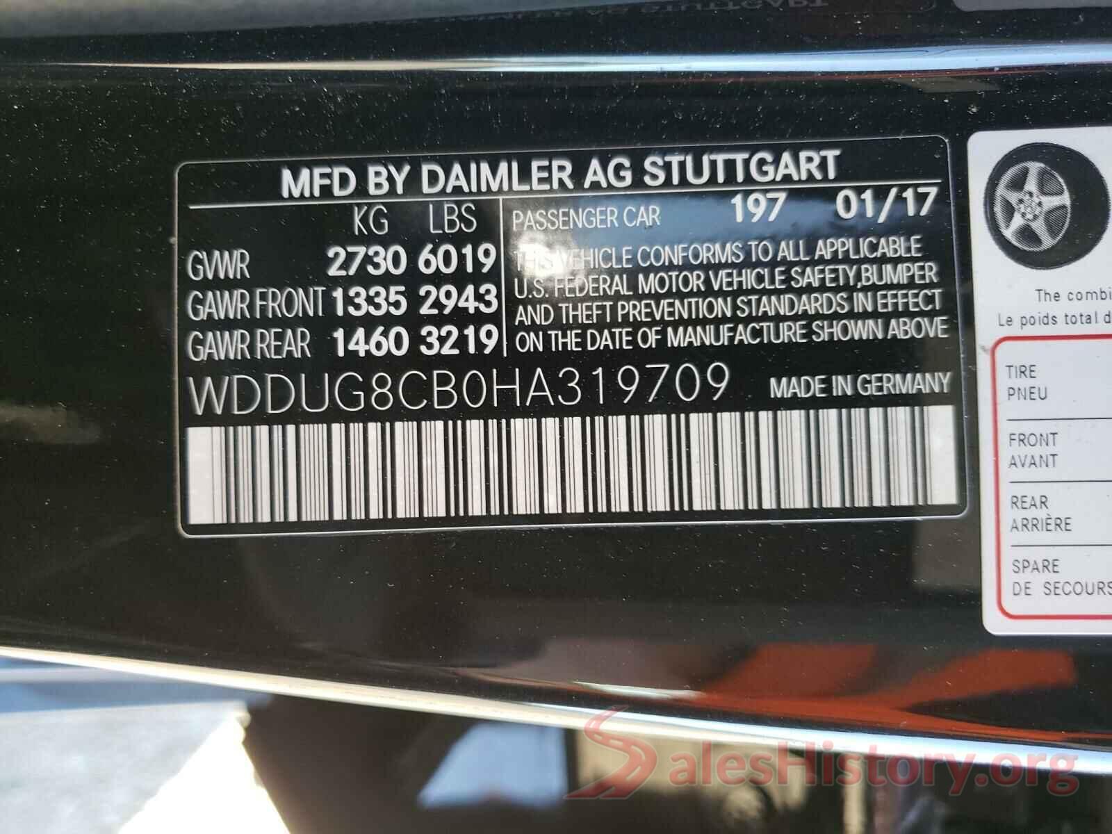 WDDUG8CB0HA319709 2017 MERCEDES-BENZ S CLASS