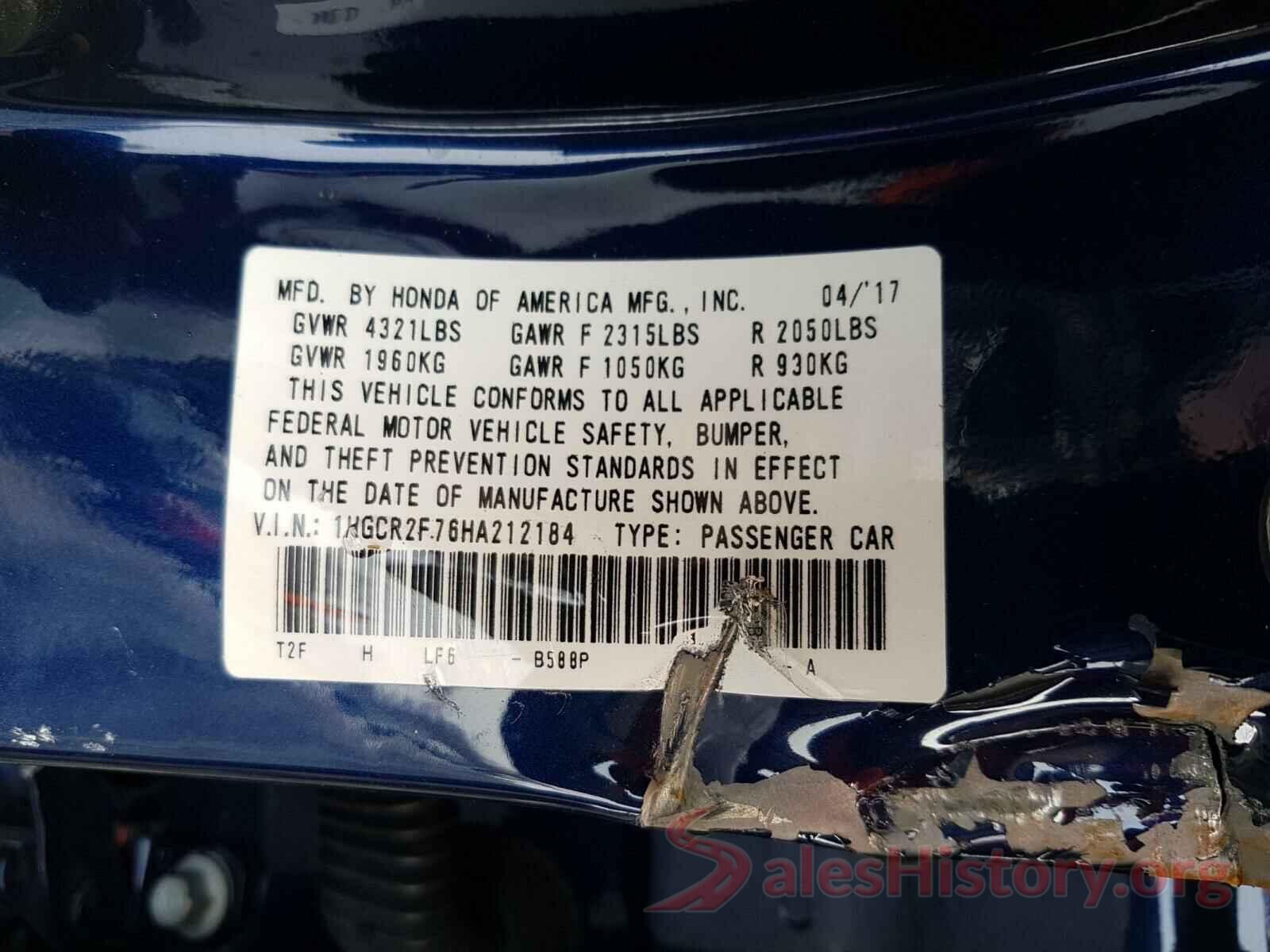 1HGCR2F76HA212184 2017 HONDA ACCORD