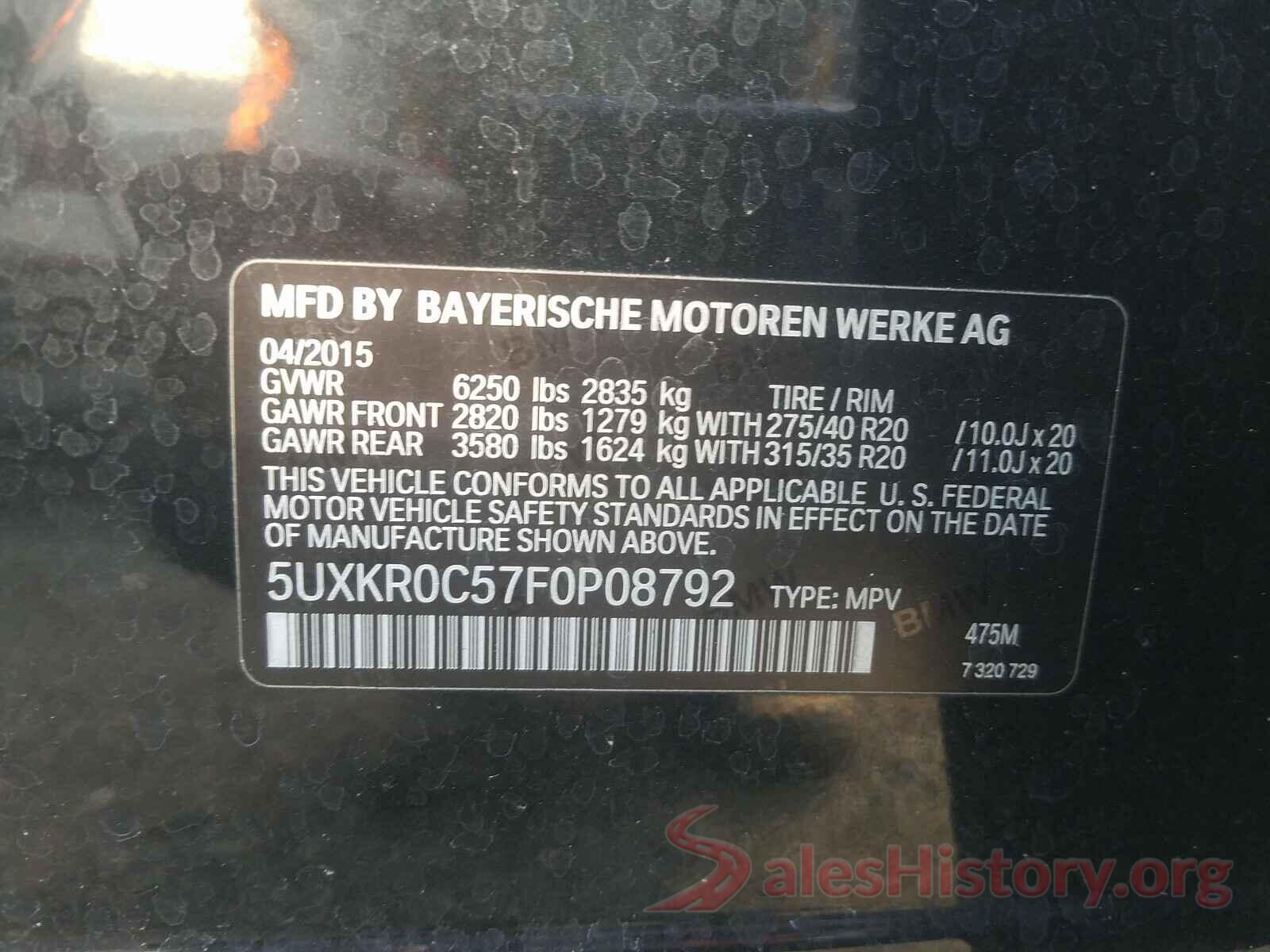 5UXKR0C57F0P08792 2015 BMW X5