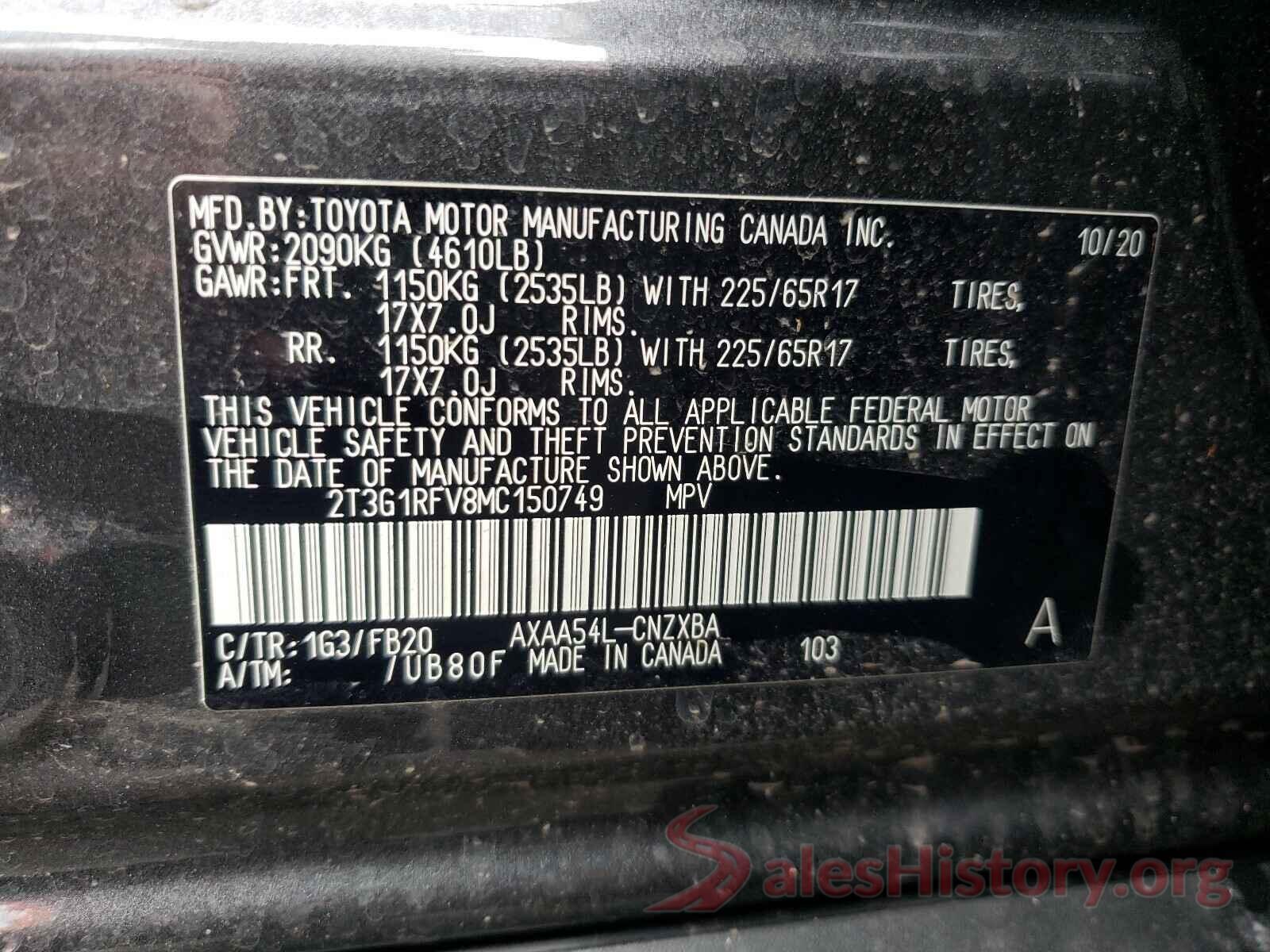 2T3G1RFV8MC150749 2021 TOYOTA RAV4