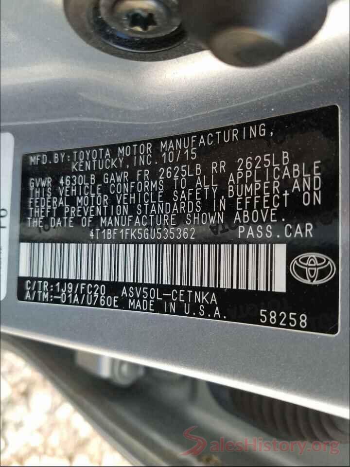 4T1BF1FK5GU535362 2016 TOYOTA CAMRY