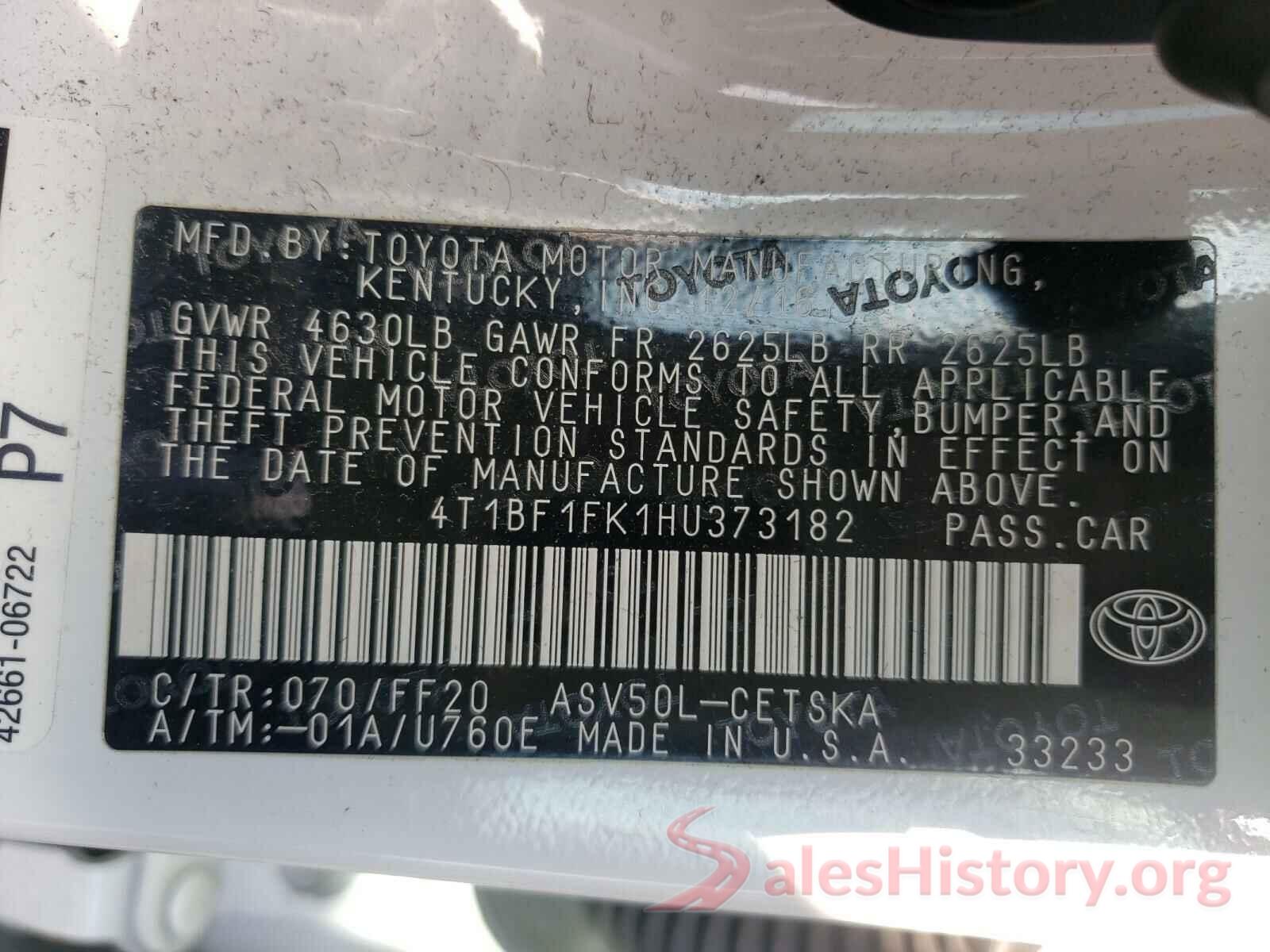 4T1BF1FK1HU373182 2017 TOYOTA CAMRY