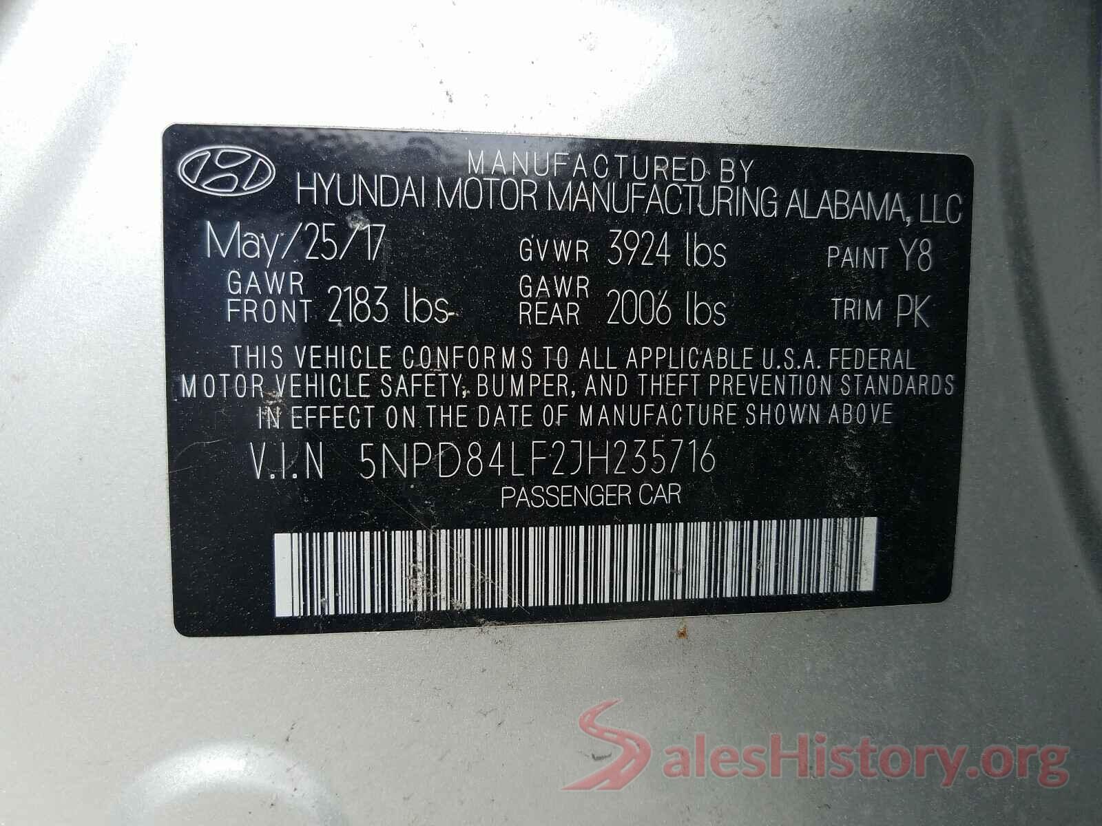 5NPD84LF2JH235716 2018 HYUNDAI ELANTRA