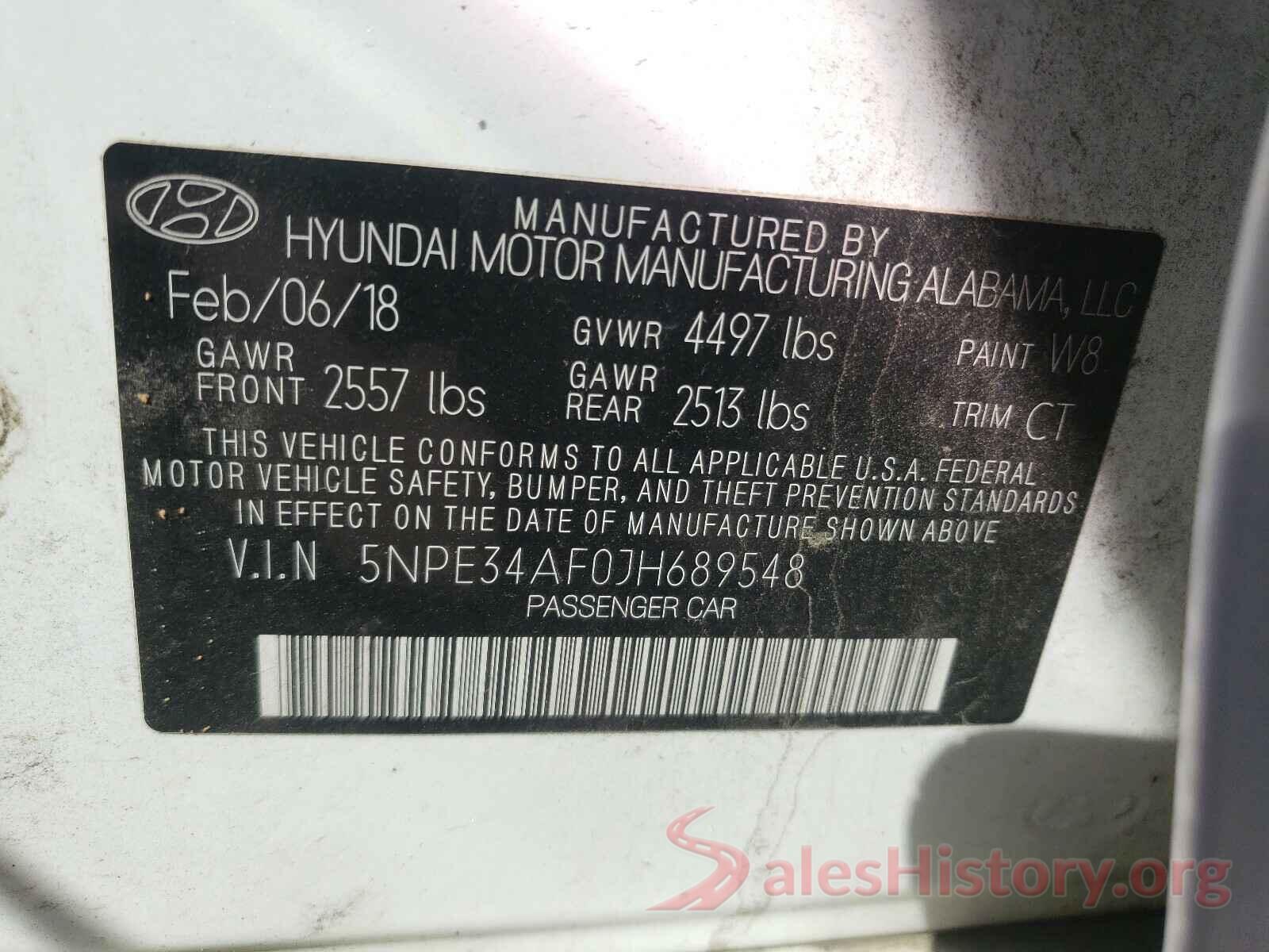 5NPE34AF0JH689548 2018 HYUNDAI SONATA