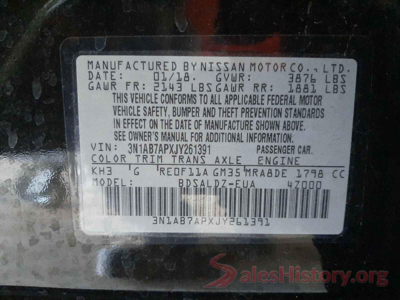 3N1AB7APXJY261391 2018 NISSAN SENTRA