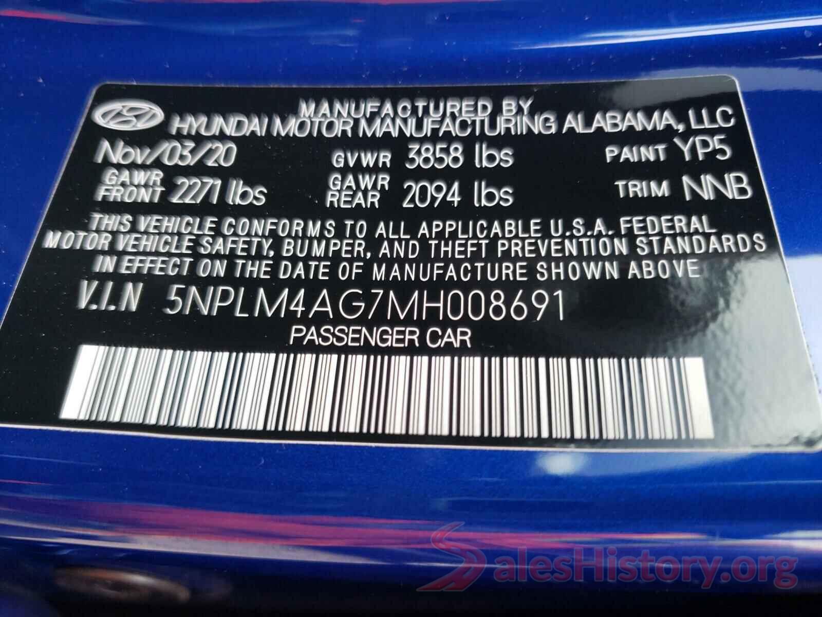 5NPLM4AG7MH008691 2021 HYUNDAI ELANTRA