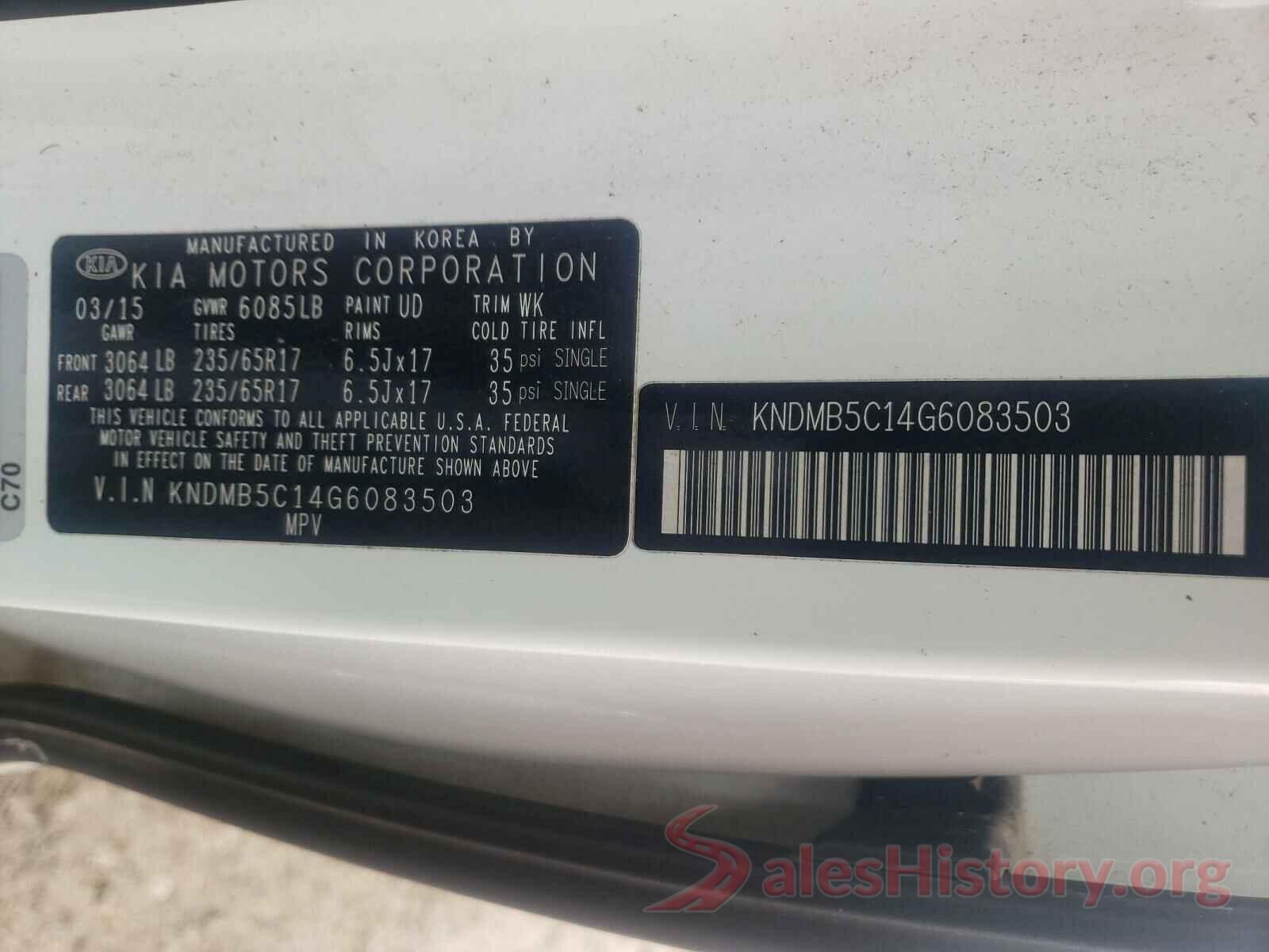 KNDMB5C14G6083503 2016 KIA SEDONA