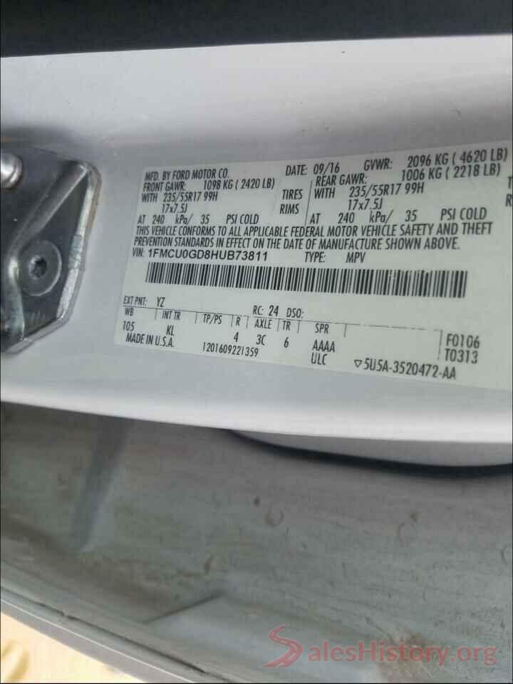 1FMCU0GD8HUB73811 2017 FORD ESCAPE