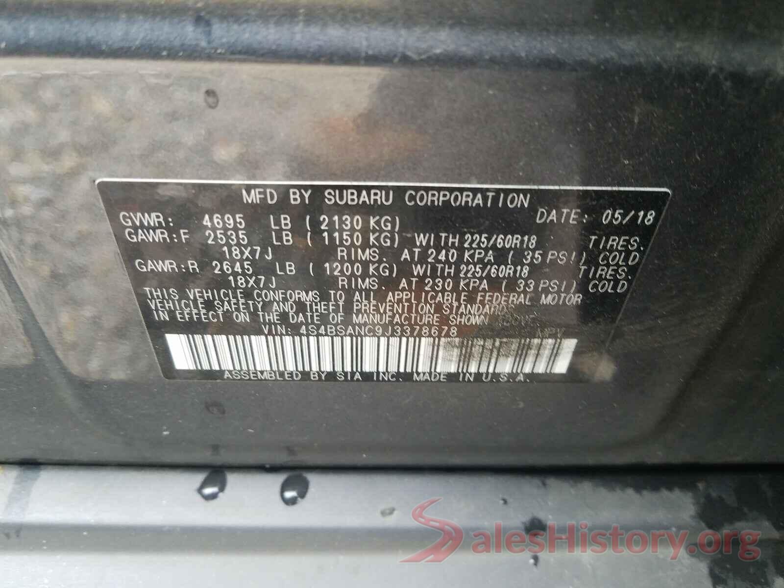 4S4BSANC9J3378678 2018 SUBARU OUTBACK