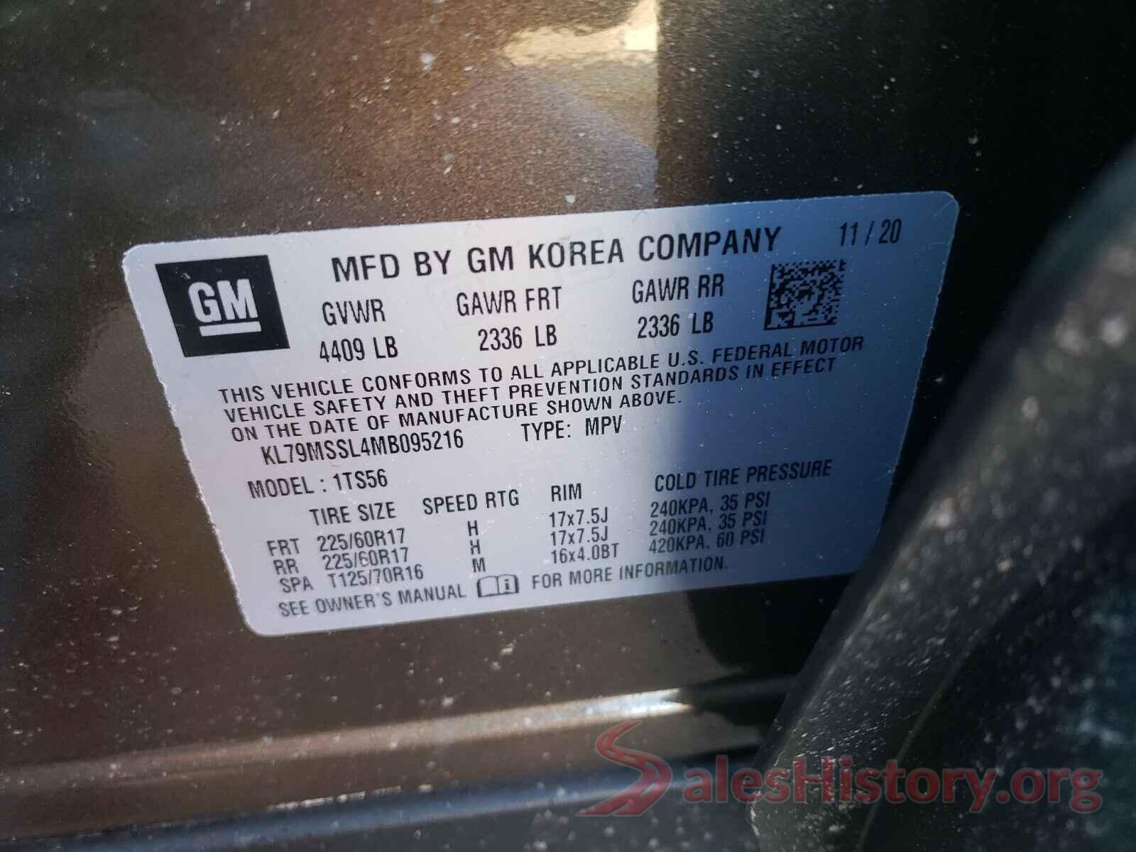 KL79MSSL4MB095216 2021 CHEVROLET TRAILBLAZE