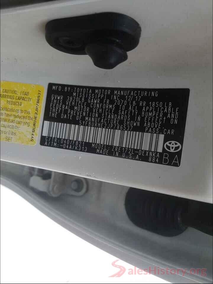 5YFBURHE2JP786537 2018 TOYOTA COROLLA