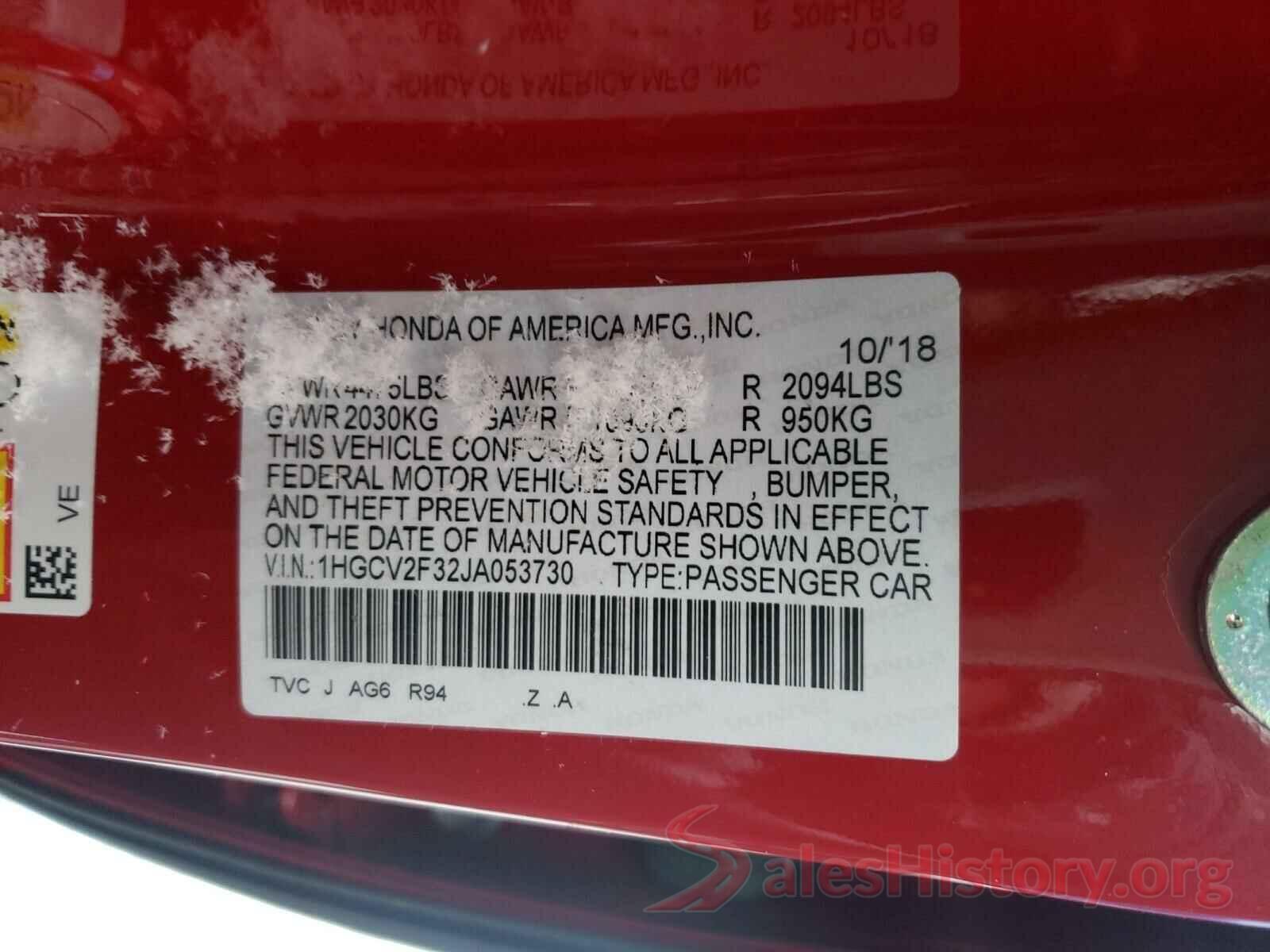 1HGCV2F32JA053730 2018 HONDA ACCORD