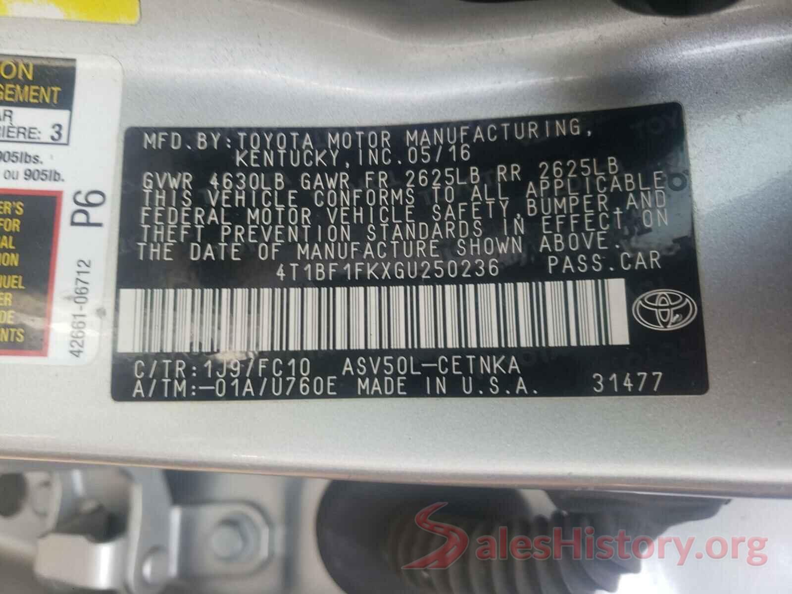 4T1BF1FKXGU250236 2016 TOYOTA CAMRY