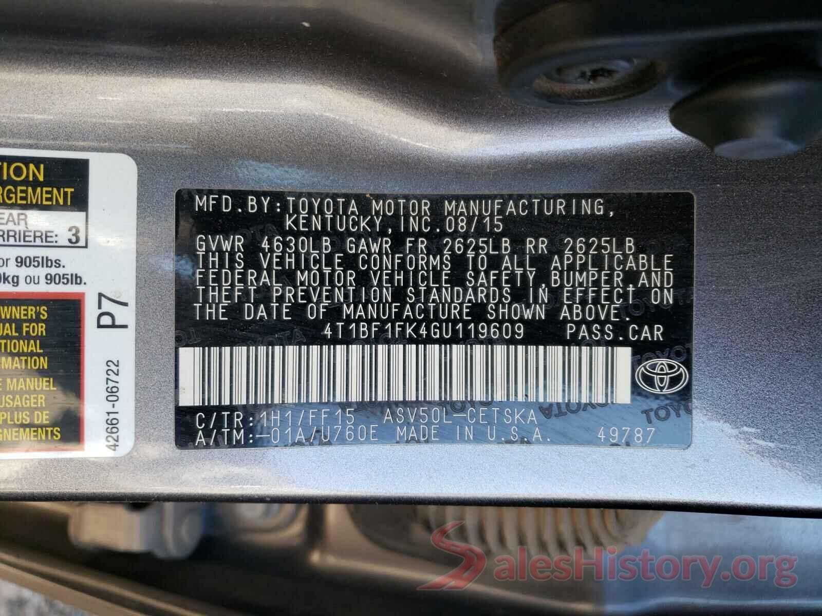 4T1BF1FK4GU119609 2016 TOYOTA CAMRY