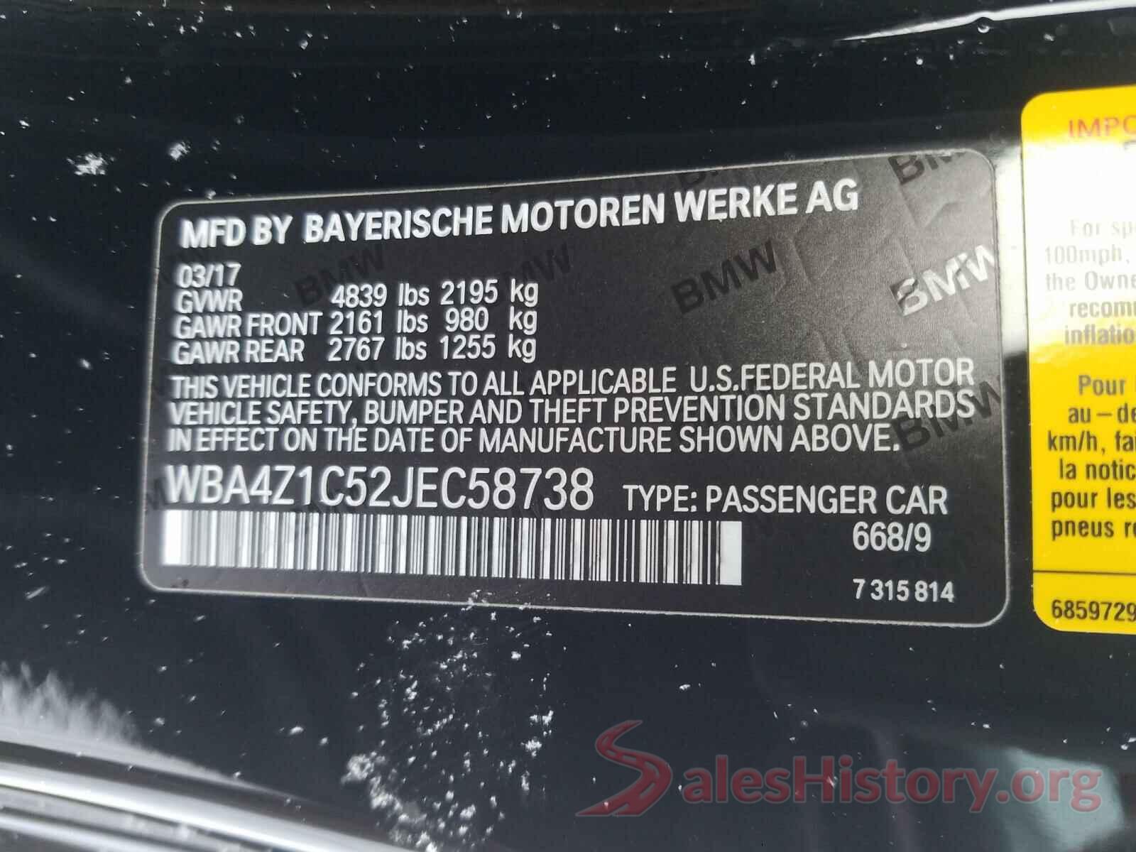 WBA4Z1C52JEC58738 2018 BMW 4 SERIES