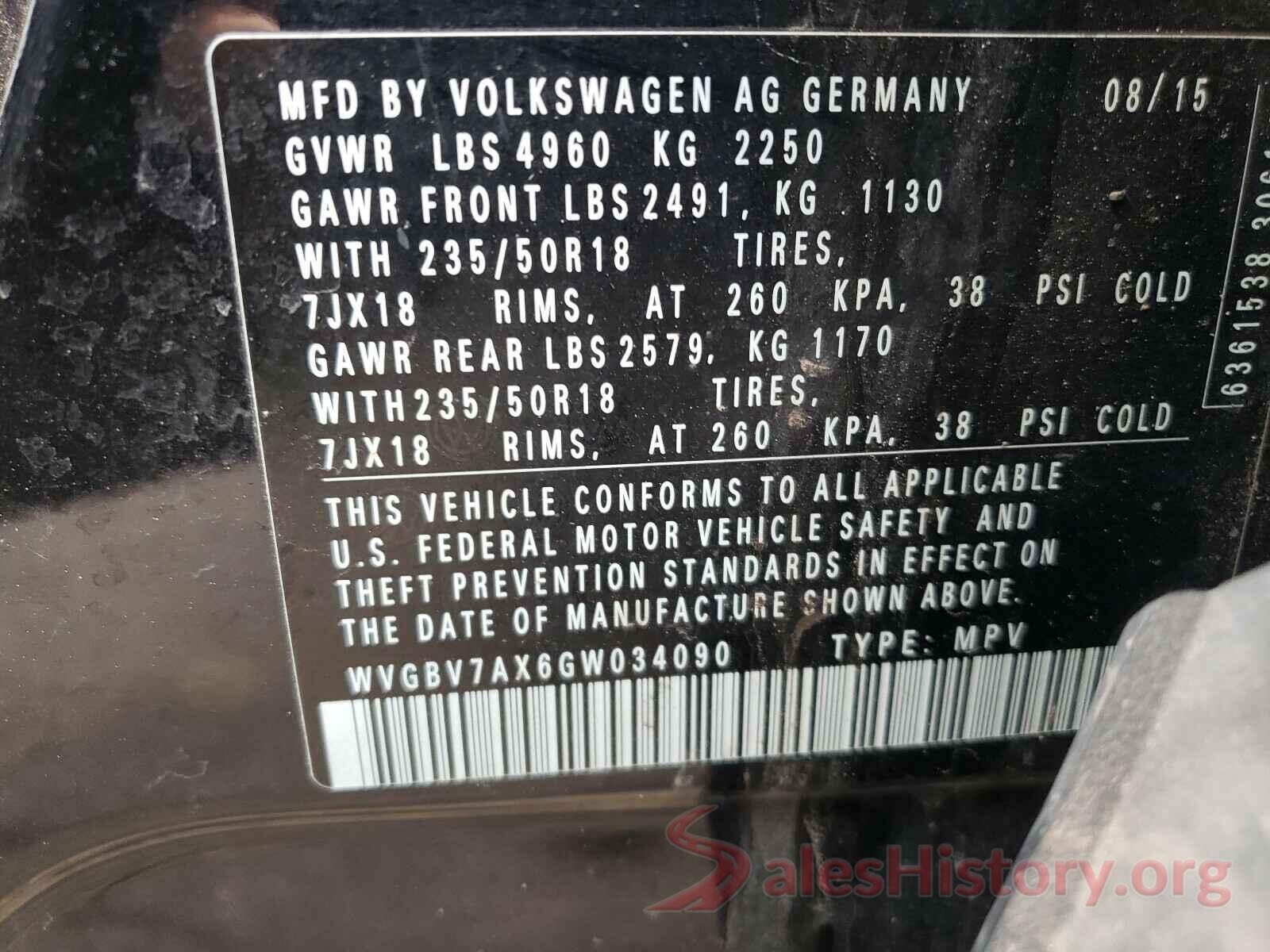 WVGBV7AX6GW034090 2016 VOLKSWAGEN TIGUAN