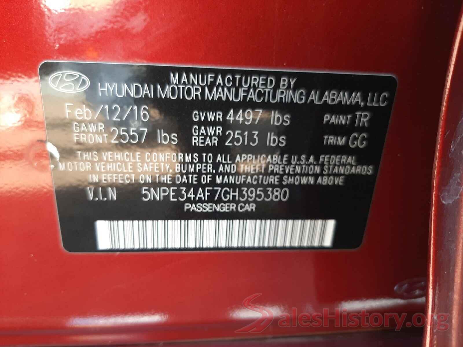 5NPE34AF7GH395380 2016 HYUNDAI SONATA