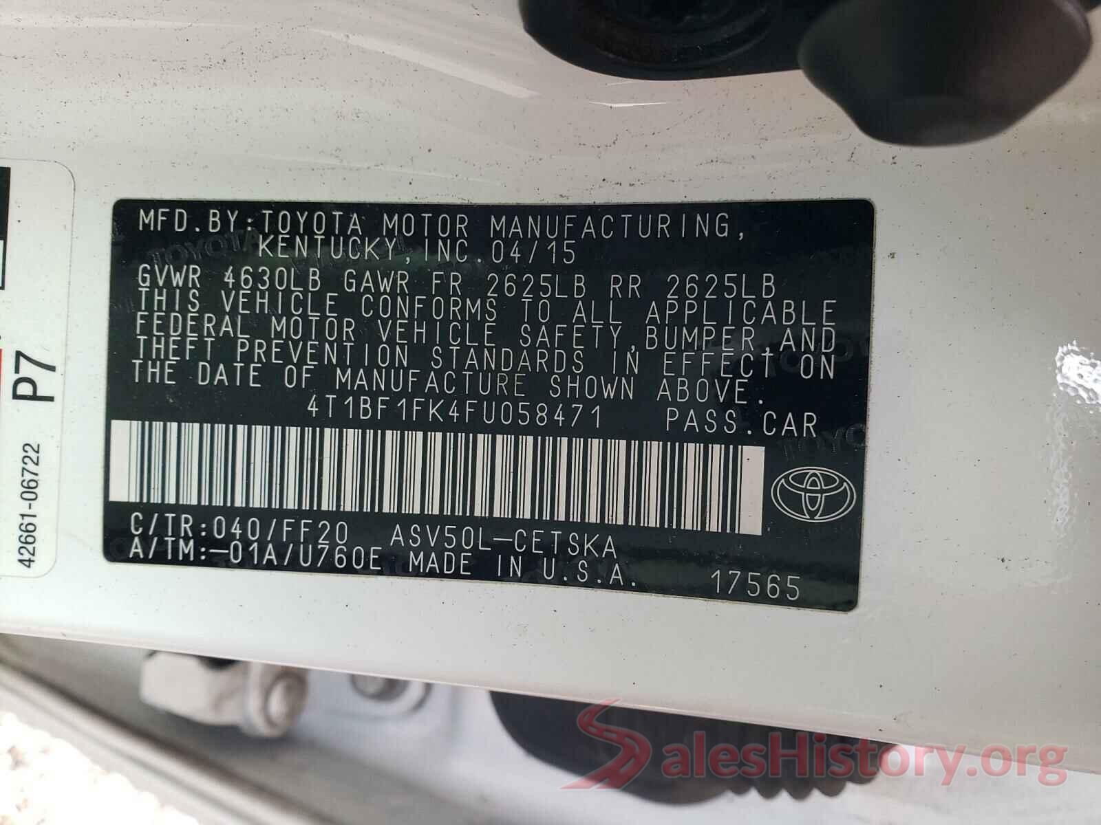 4T1BF1FK4FU058471 2015 TOYOTA CAMRY